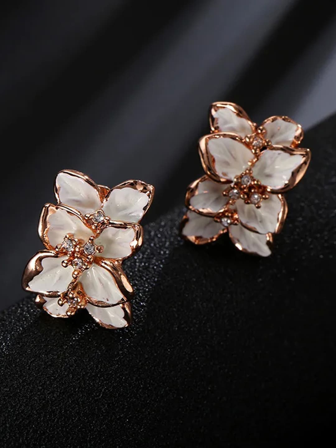 

YouBella Gold-Plated Stone-Studded Floral Studs Earrings