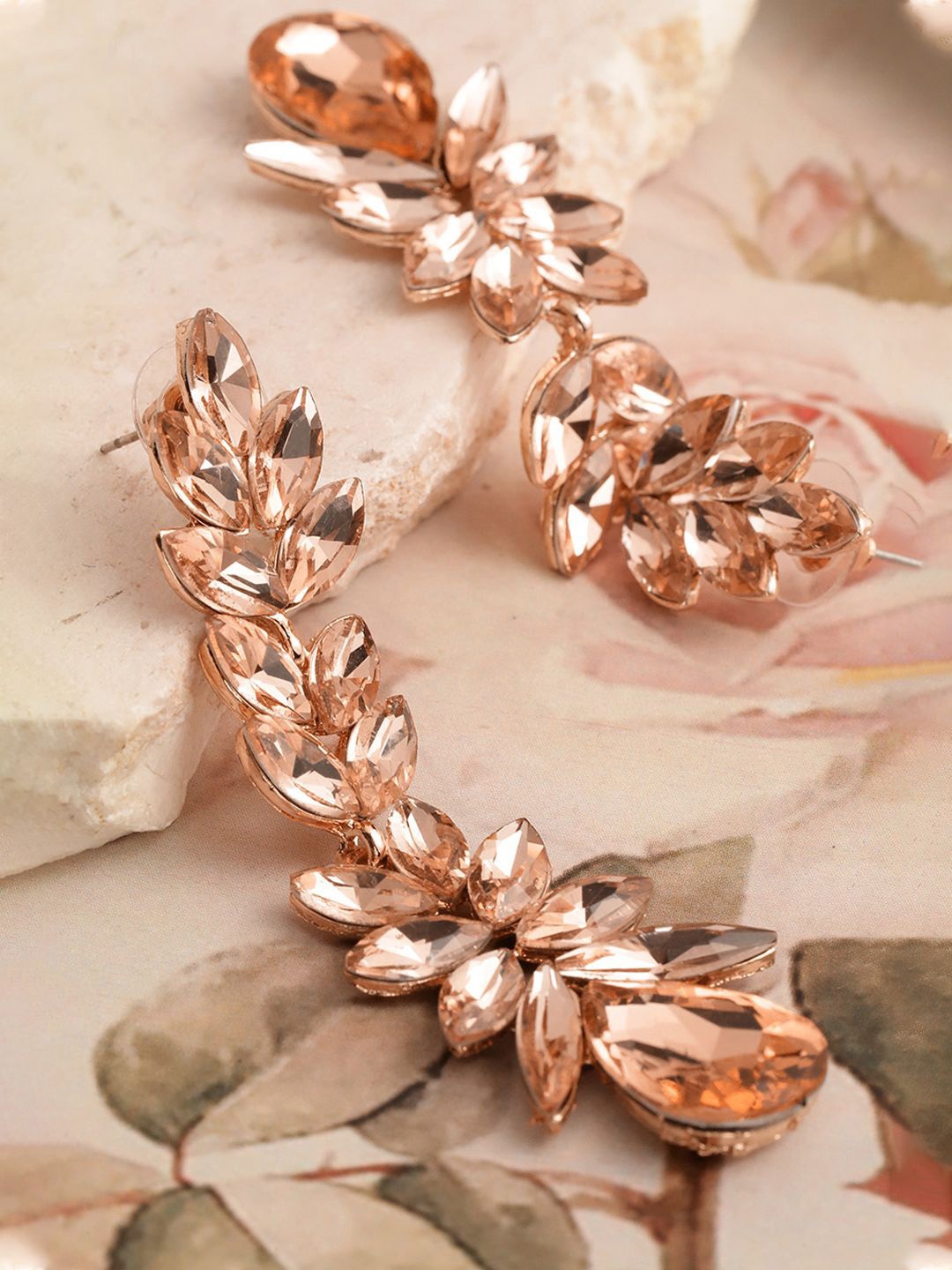 

YouBella Gold-Plated Floral Drop Earrings