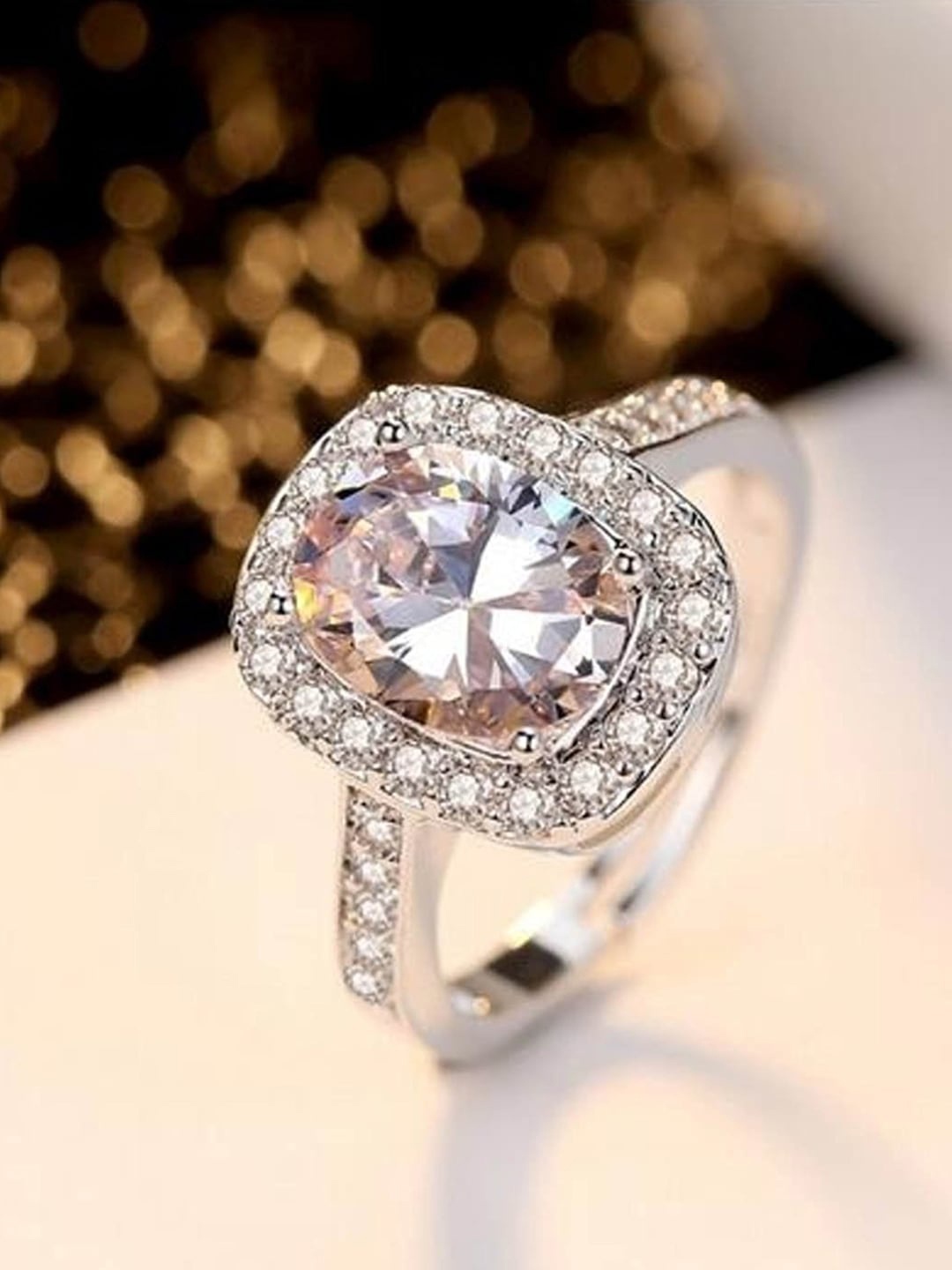 

YouBella Women Solitaire Crystal Studded Finger Ring, Silver