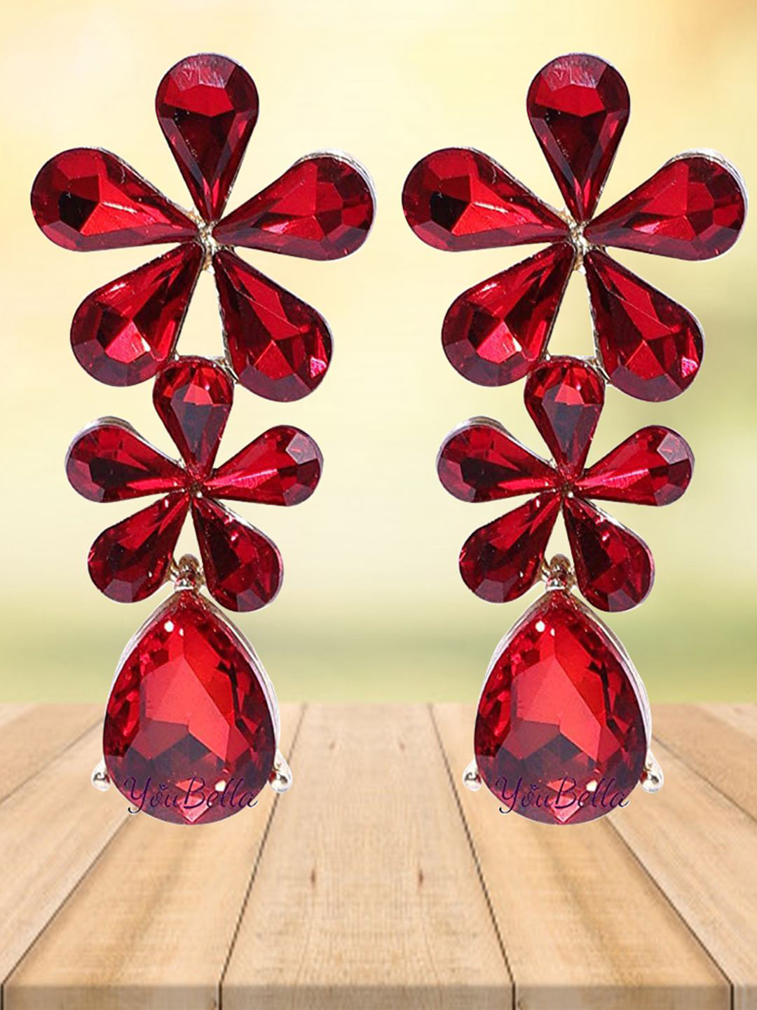 

YouBella Gold-Plated Stone Studded Drop Earrings