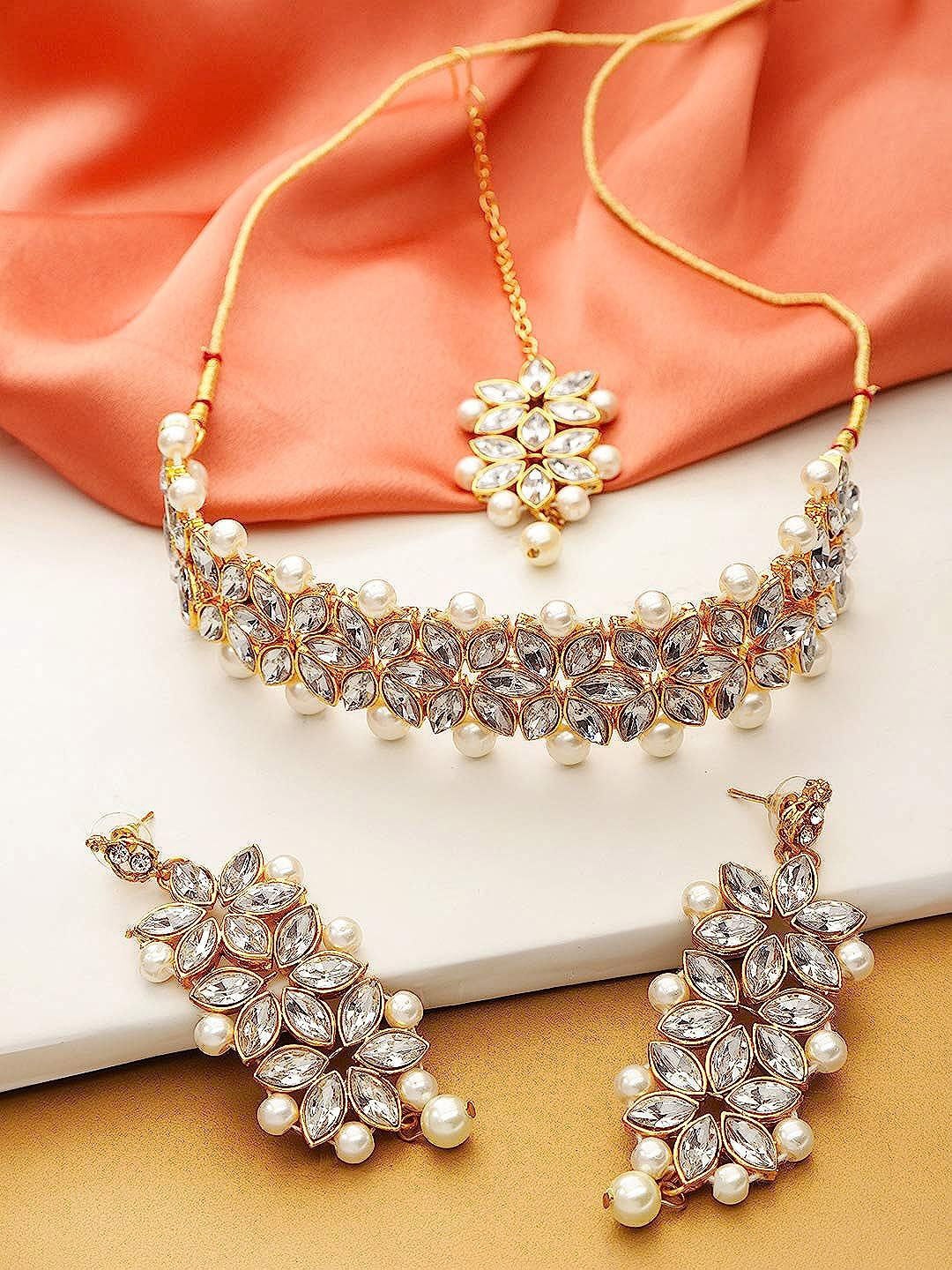 

YouBella Gold-Plated Stone-Studded Jewellery Set