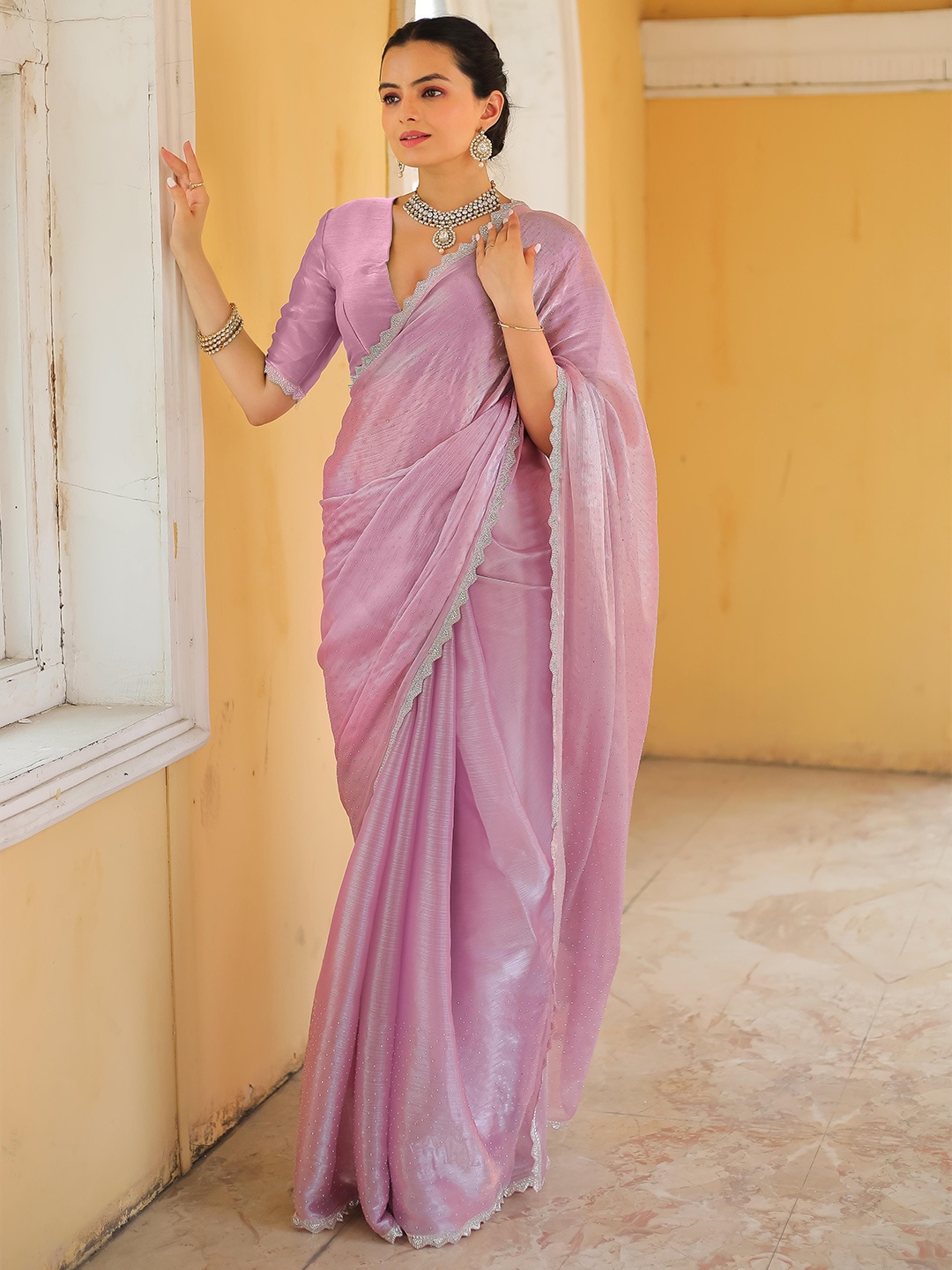 

Saree Exotica Embellished Beads and Stones Sarees, Pink