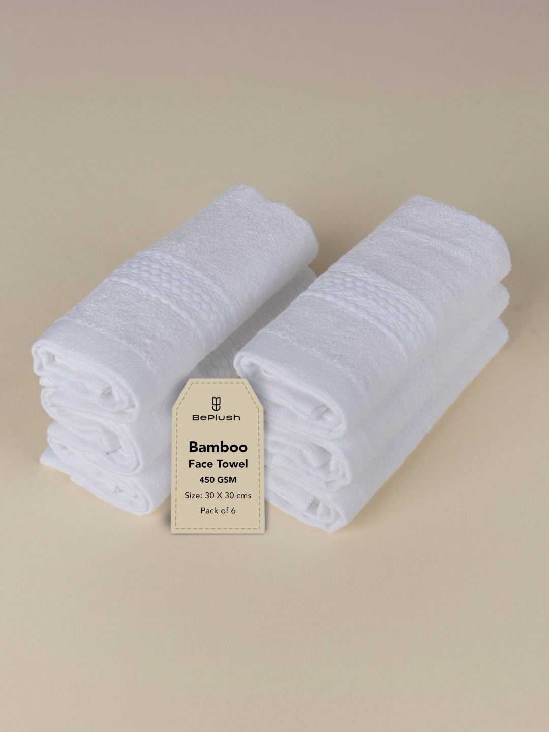 

BePlush White 6-Pcs Towels Ultra Soft 450 GSM Reversible Face Towel