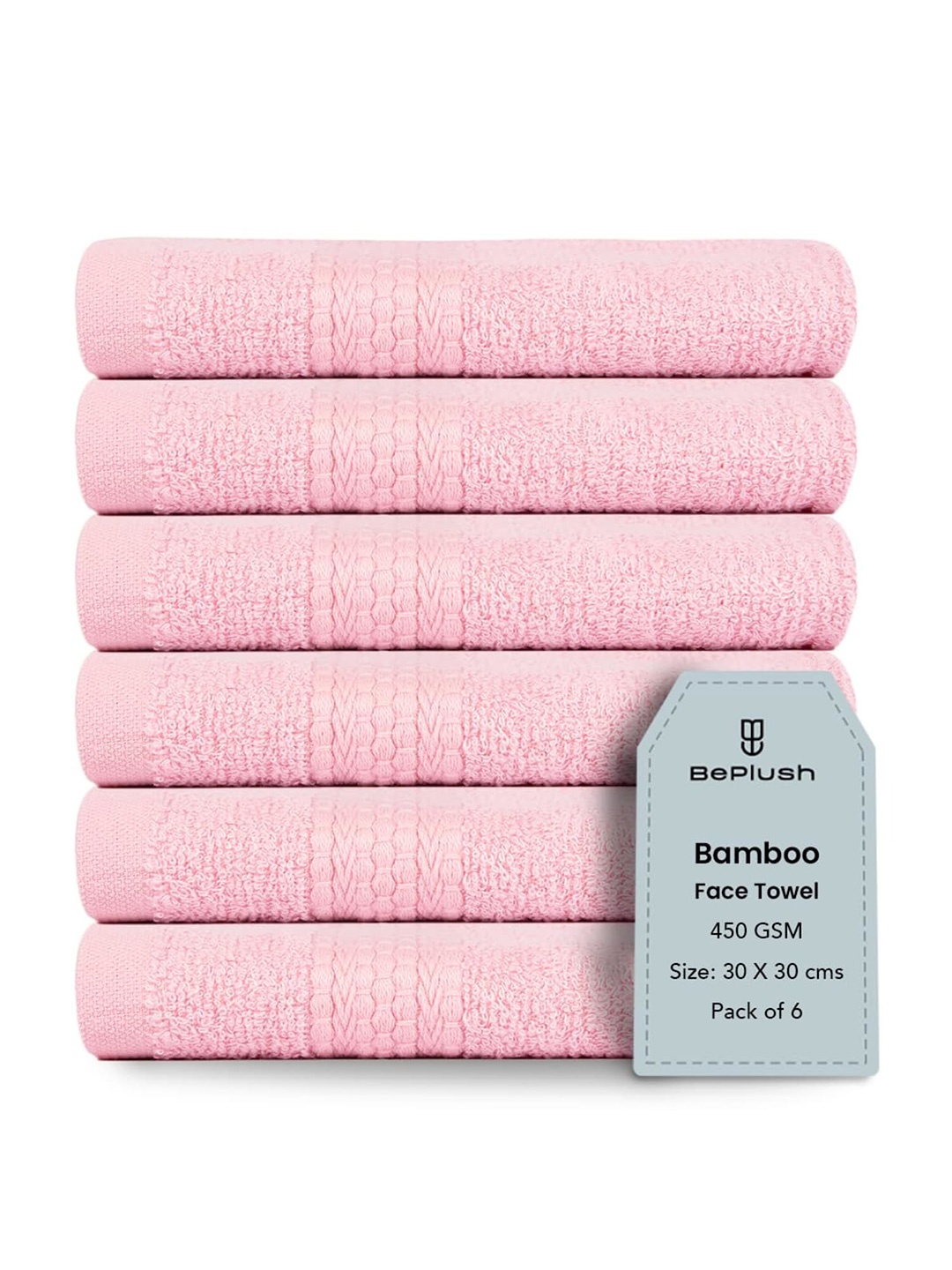 

BePlush Pink 6-Pcs Ultra Soft 450 GSM Face Towels