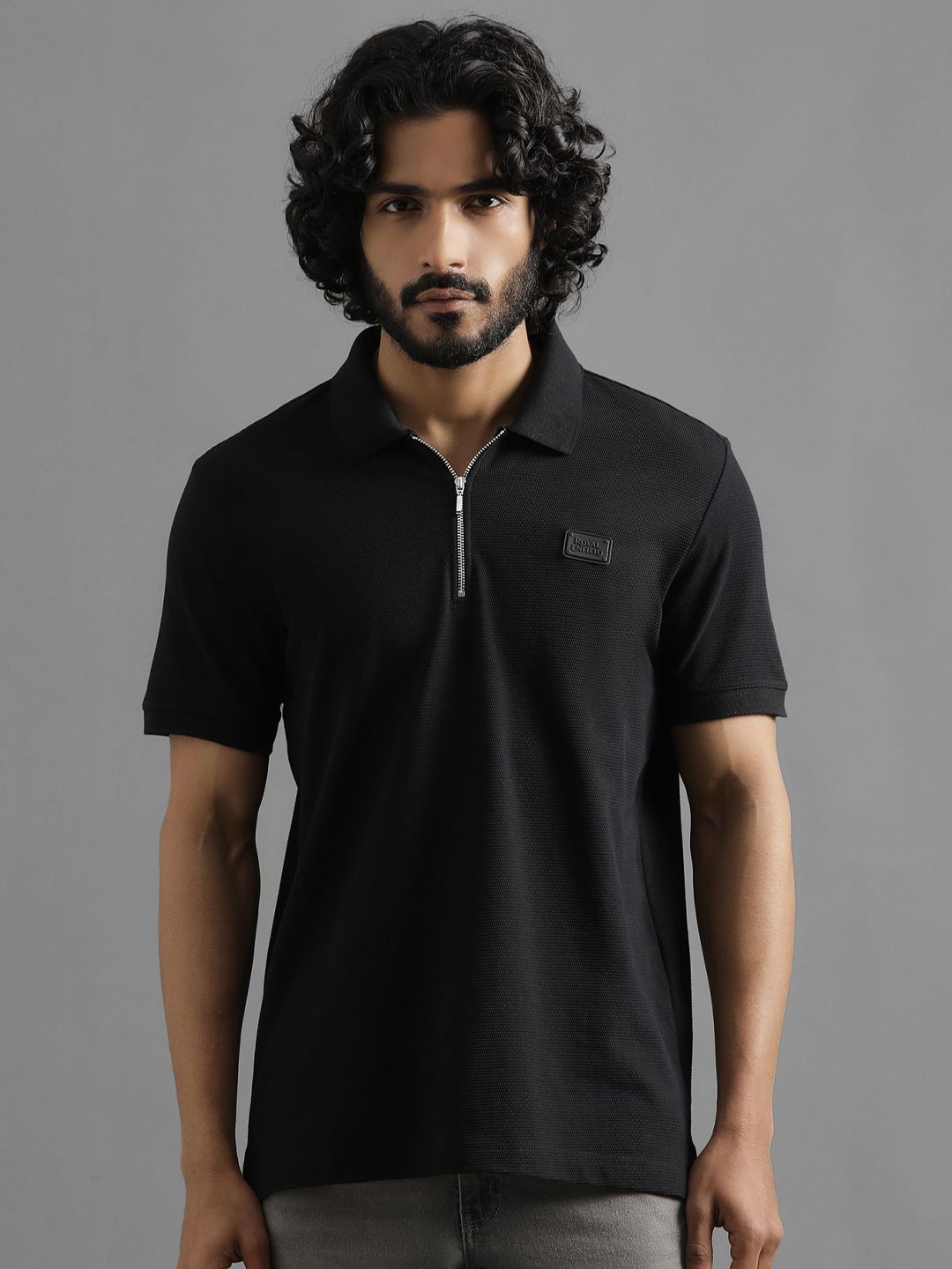 

Royal Enfield Men Polo Collar T-shirt, Black