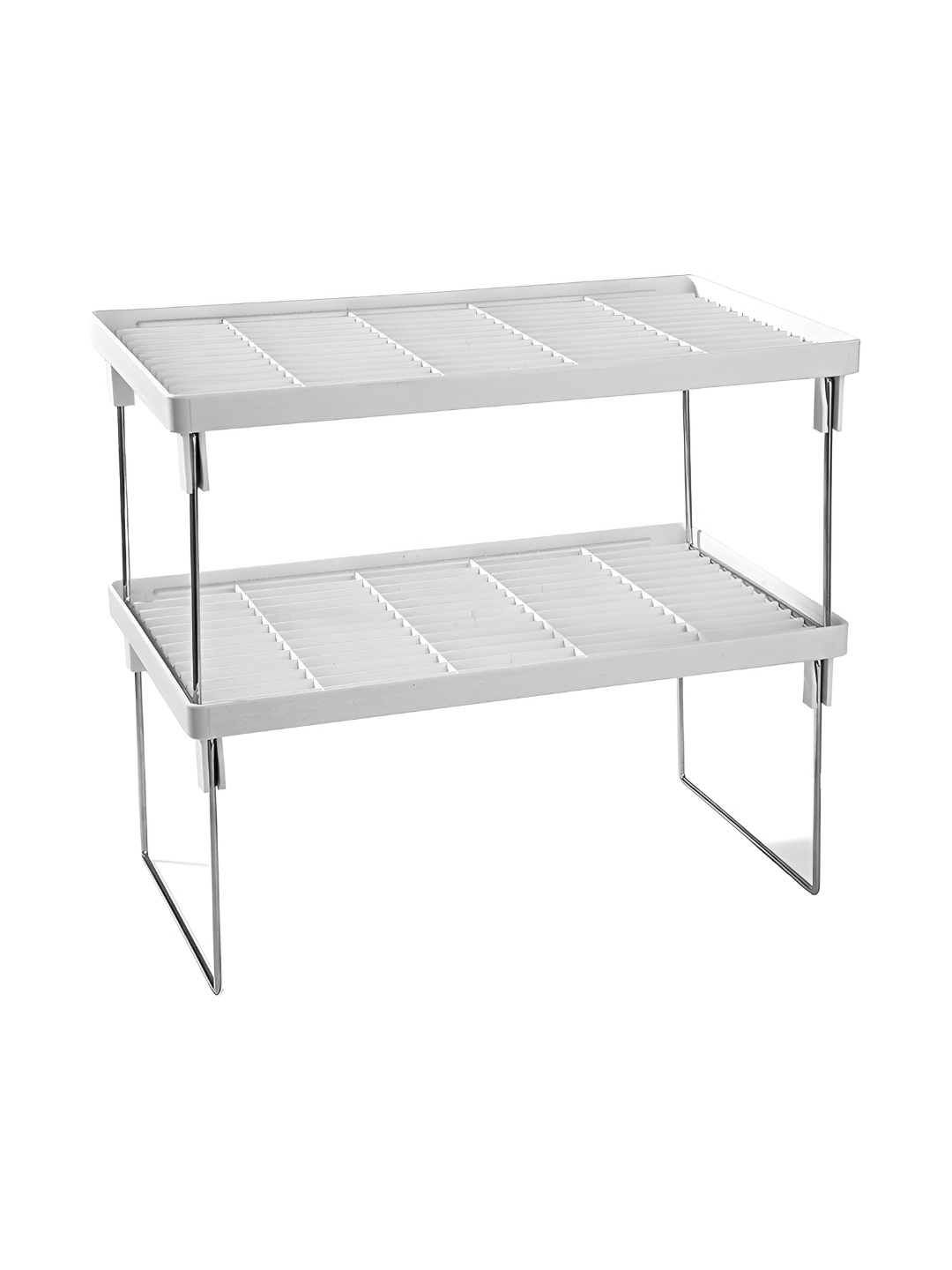 

appeasy White Plastic 2-Tier Foldable Rectangle Dish rack
