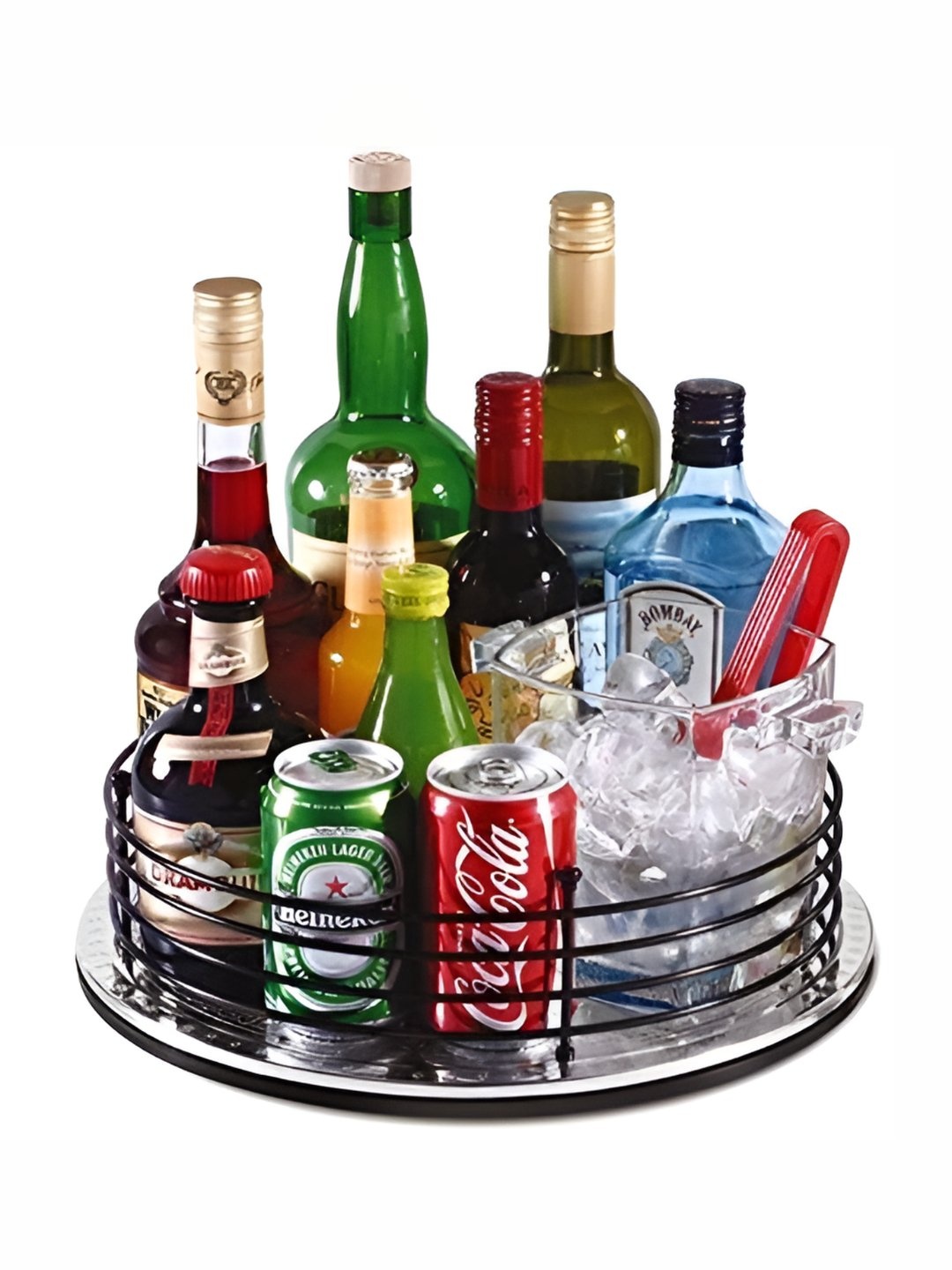 

appeasy Black 1Pcs Round Rotatable Kitchen Organiser, Silver