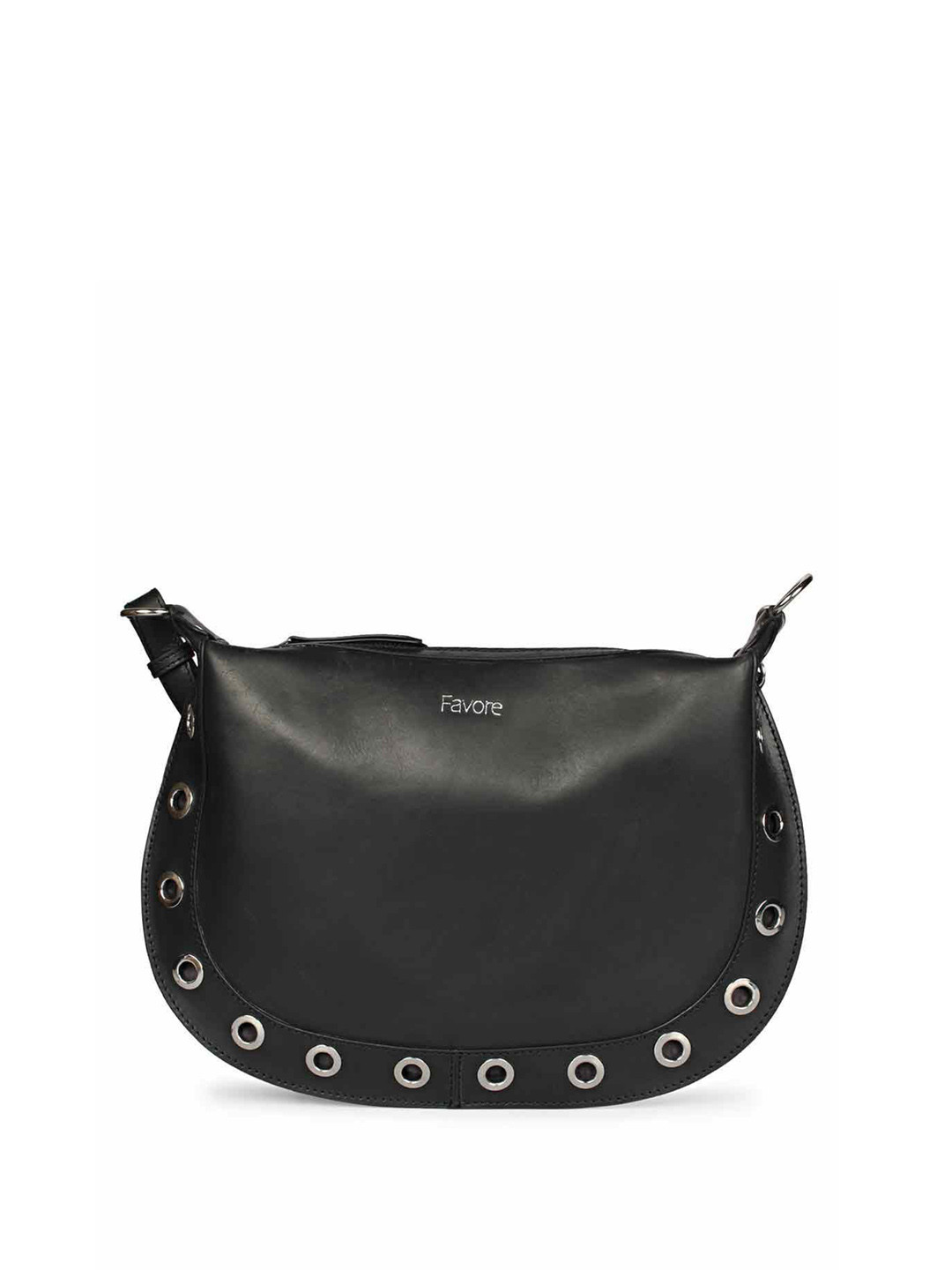 

Favore Leather Half Moon Sling Bag, Black