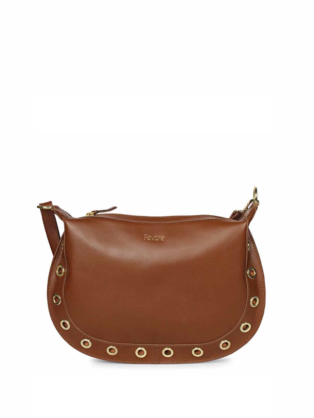 

Favore Women's Leather Oversized Bucket Hobo Bag with Cut Work, Brown