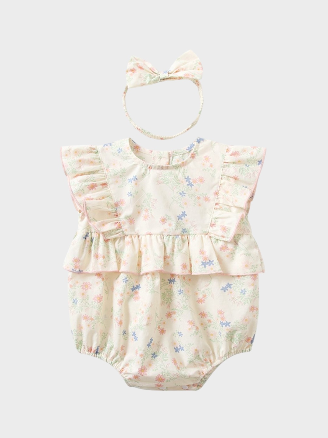 

StyleCast Girls Printed Cotton Round Neck Bodysuit, Cream