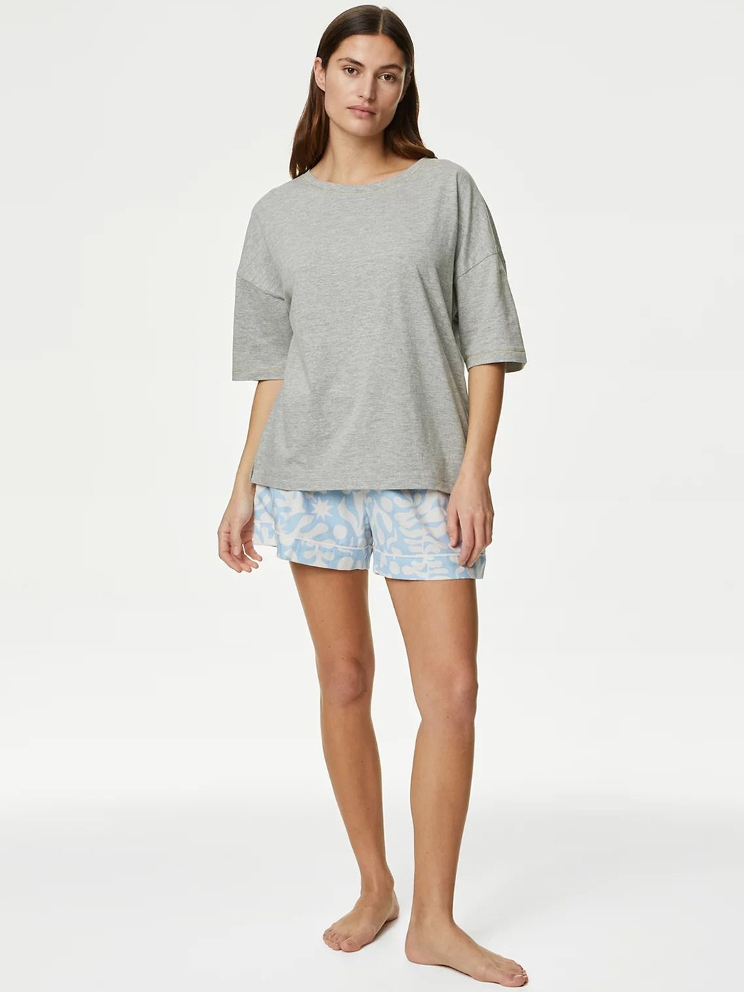

Marks & Spencer Round Neck T-shirt With Shorts, Grey