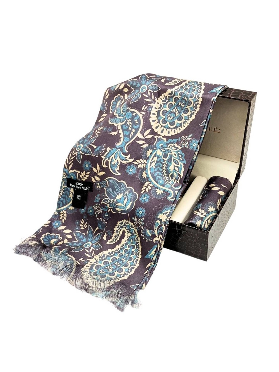 

The Tie Hub Men Paisley Scarf and Pocket Square Combo Set, Purple