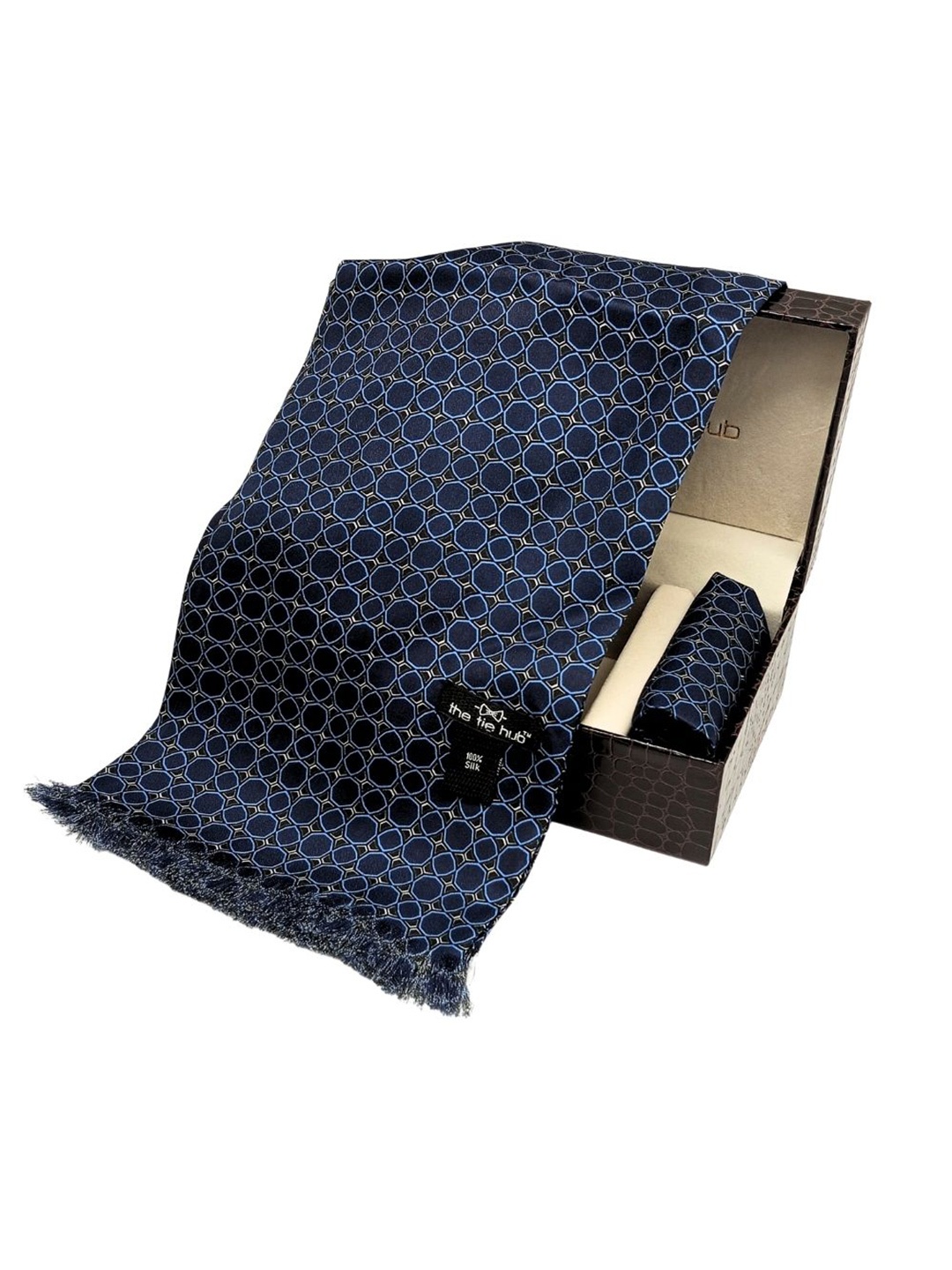 

The Tie Hub Men Printed Silk Accessory Gift Set, Blue