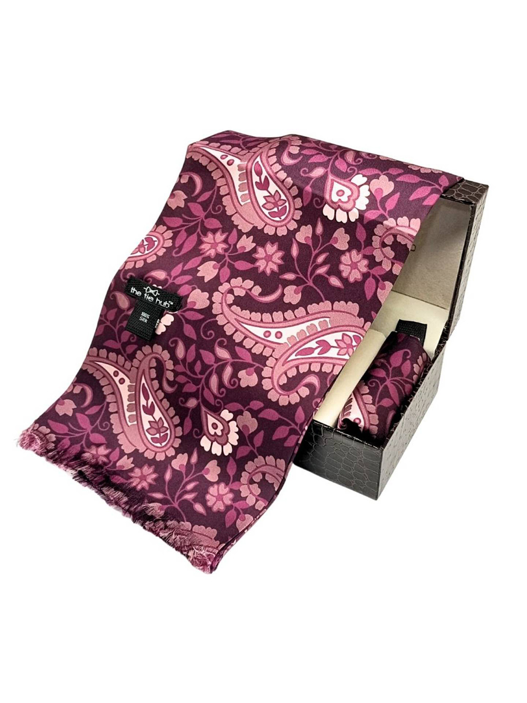 

The Tie Hub Men Paisley Scarf and Pocket Square Combo Set, Purple