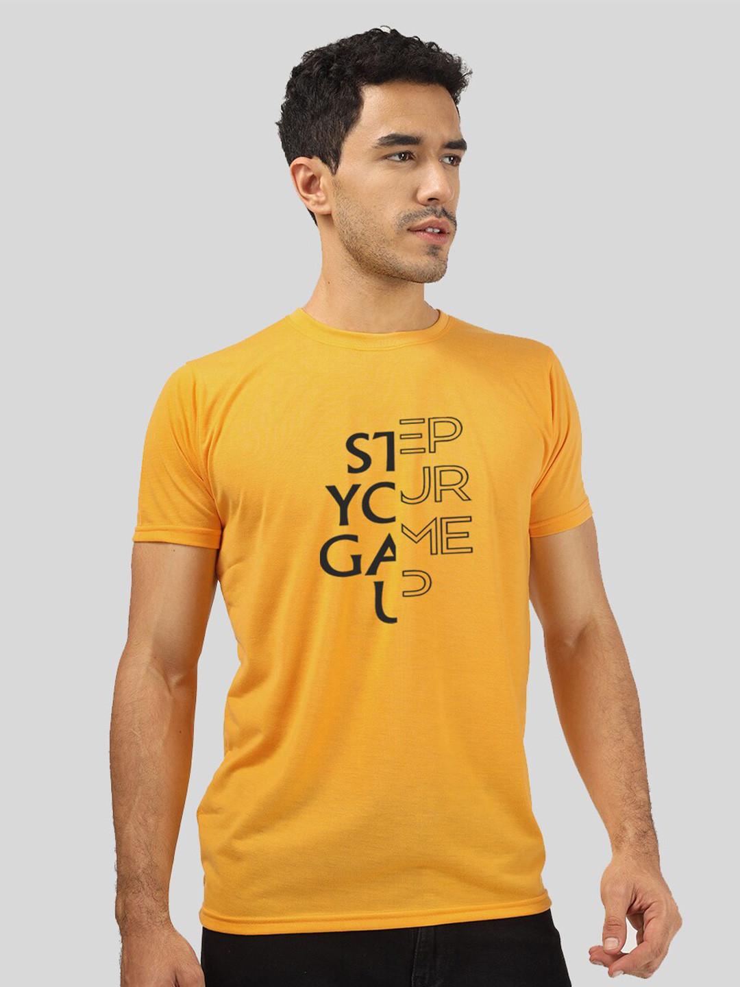 

Greylongg Typography Printed T-shirt, Mustard