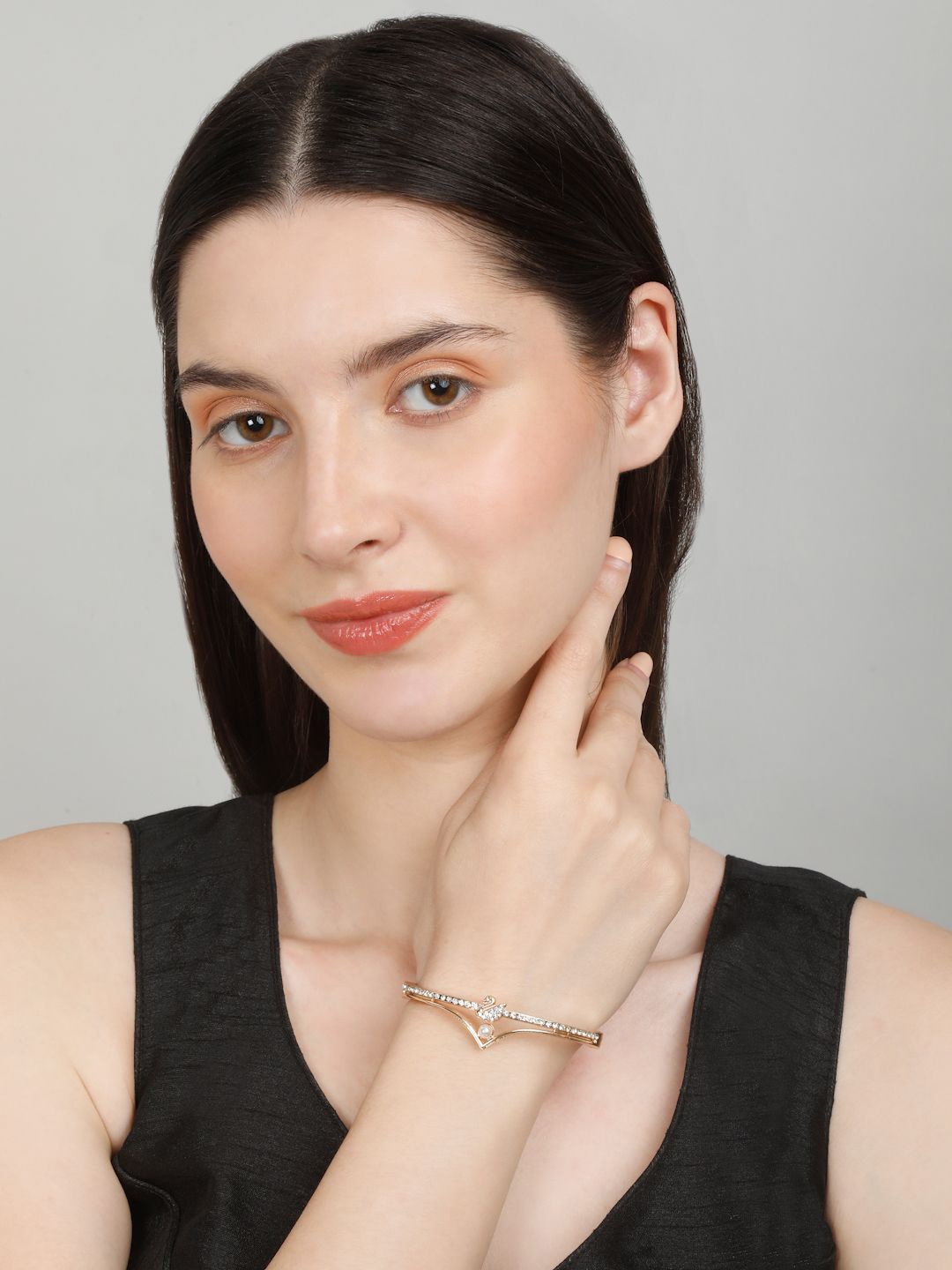 

YouBella Gold-Plated Stone-Studded Kada Bracelet