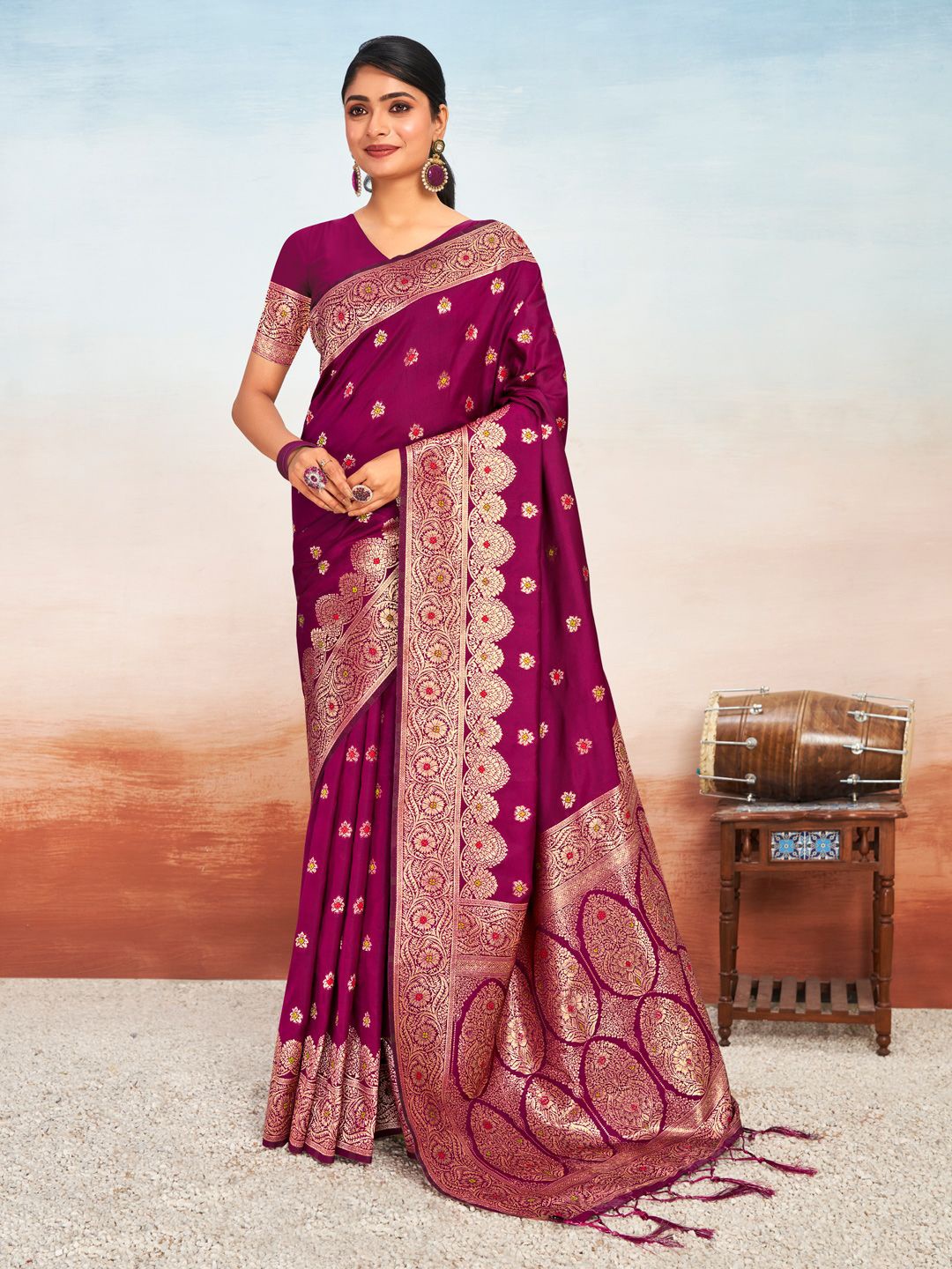 

Panzora Woven Design Zari Banarasi Saree, Purple