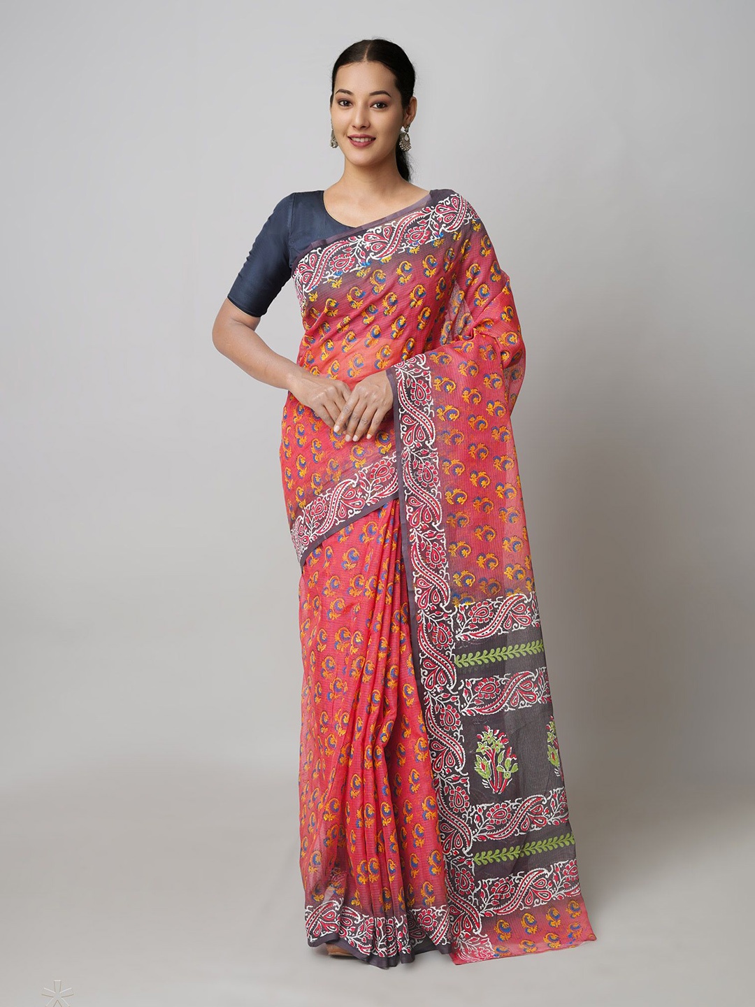 

Unnati Silks Ethnic Motifs Pure Cotton Handloom Kota Saree, Red