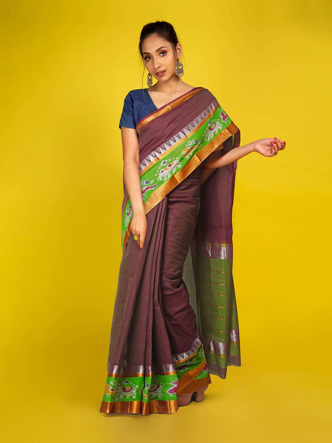 

Unnati Silks Zari Handloom Kanjeevaram Saree, Brown