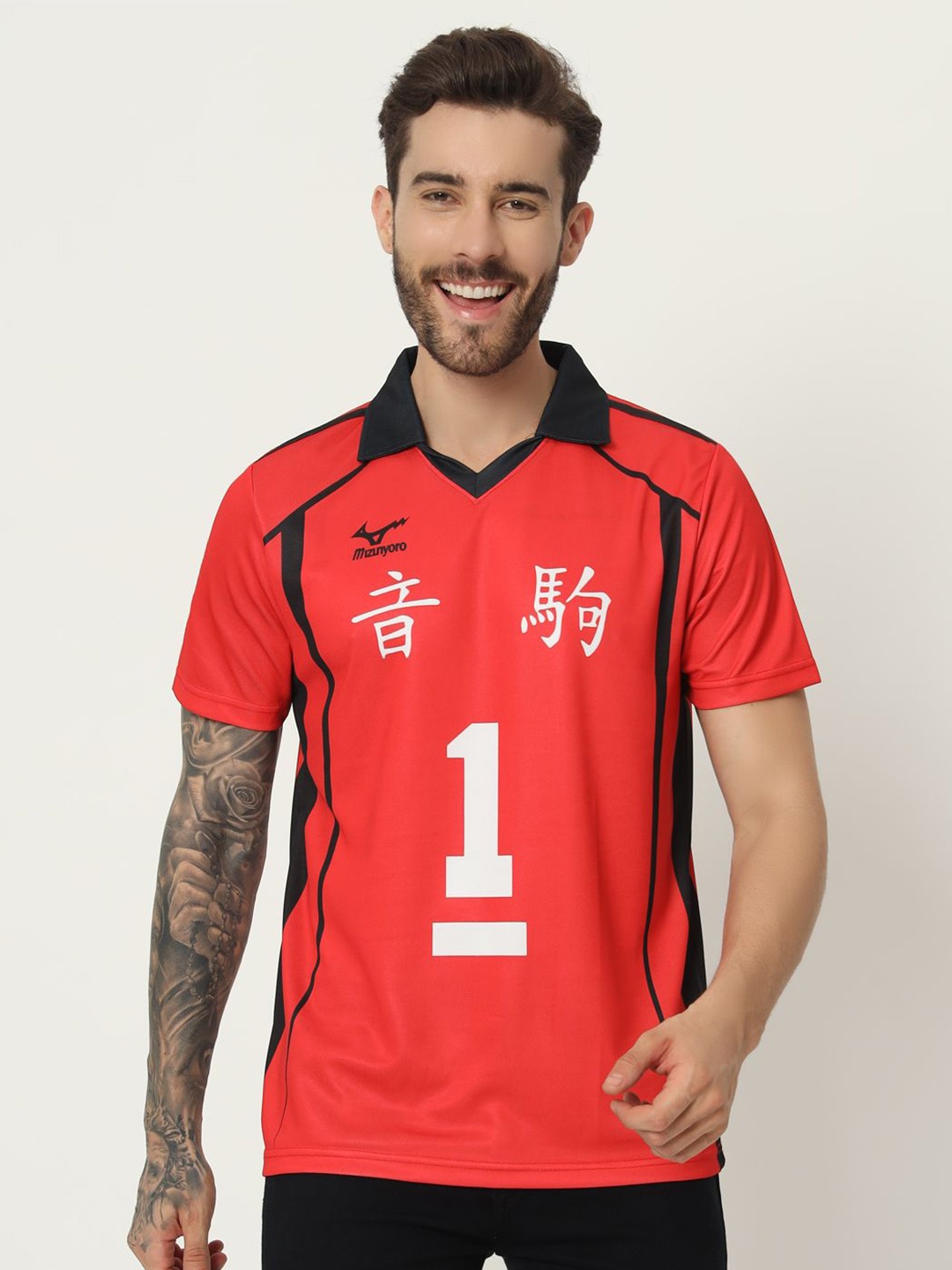 

COMICSENSE Haikyuu Anime Nekoma 1 Printed Jersey T-Shirt, Red