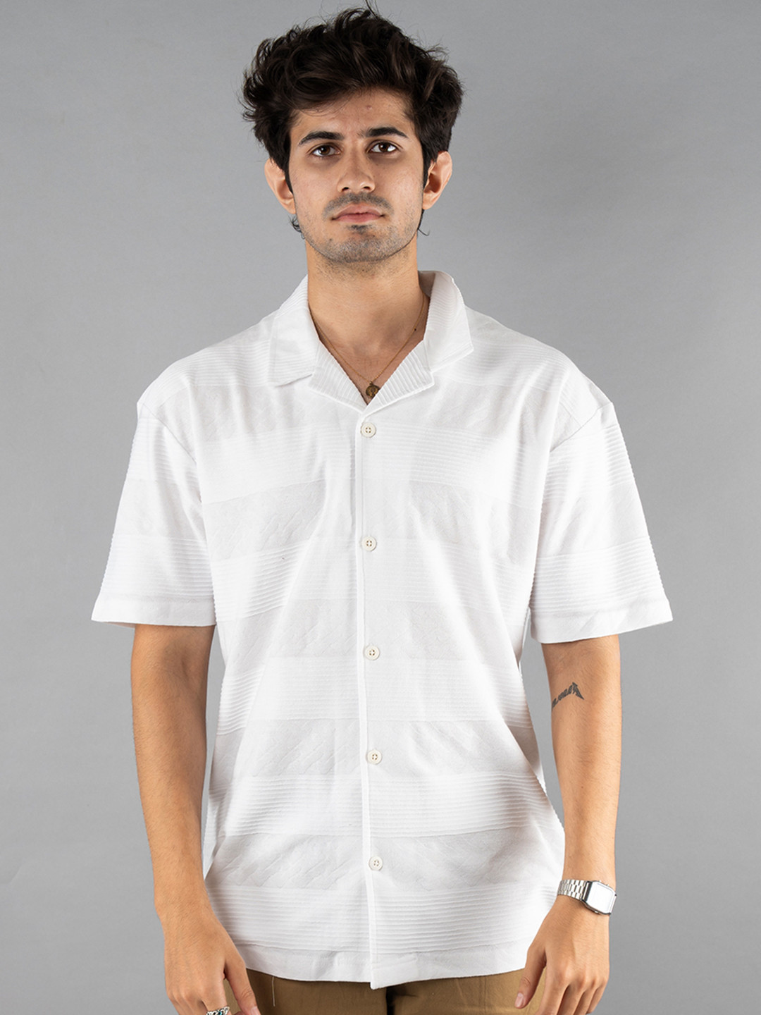 

PRONK Men Opaque Casual Shirt, White