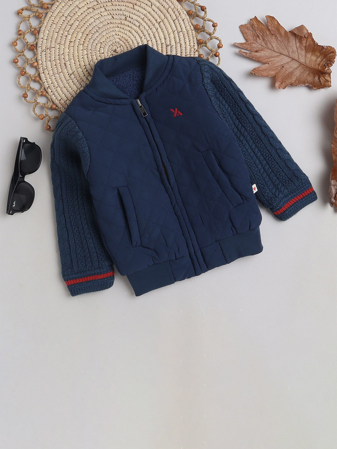 

Yellow Apple Boys Checked Woollen Front-Open Sweater, Blue