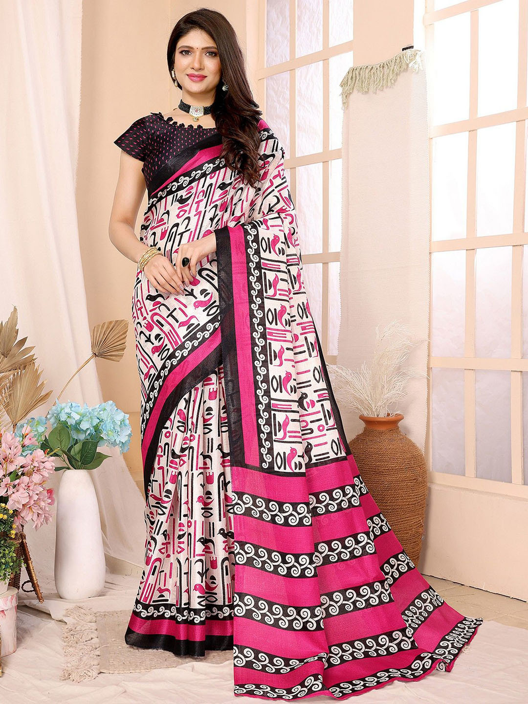 

KALINI Ethnic Motifs Saree, Pink