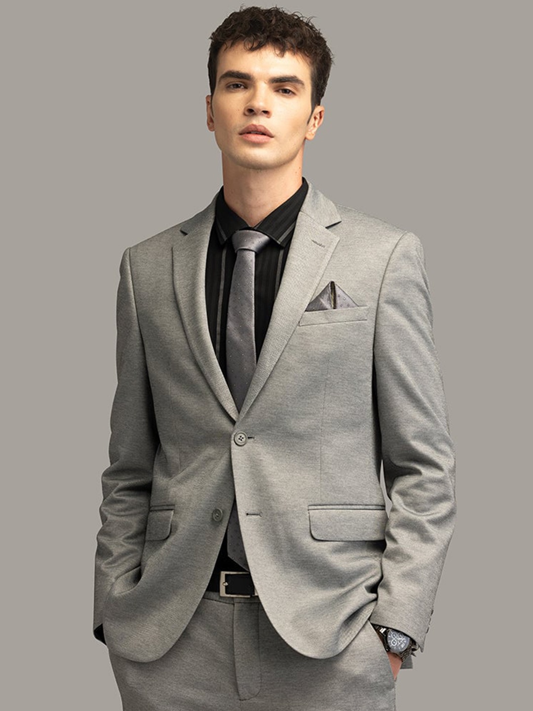 

Snitch Single Breasted Formal Blazer, Grey