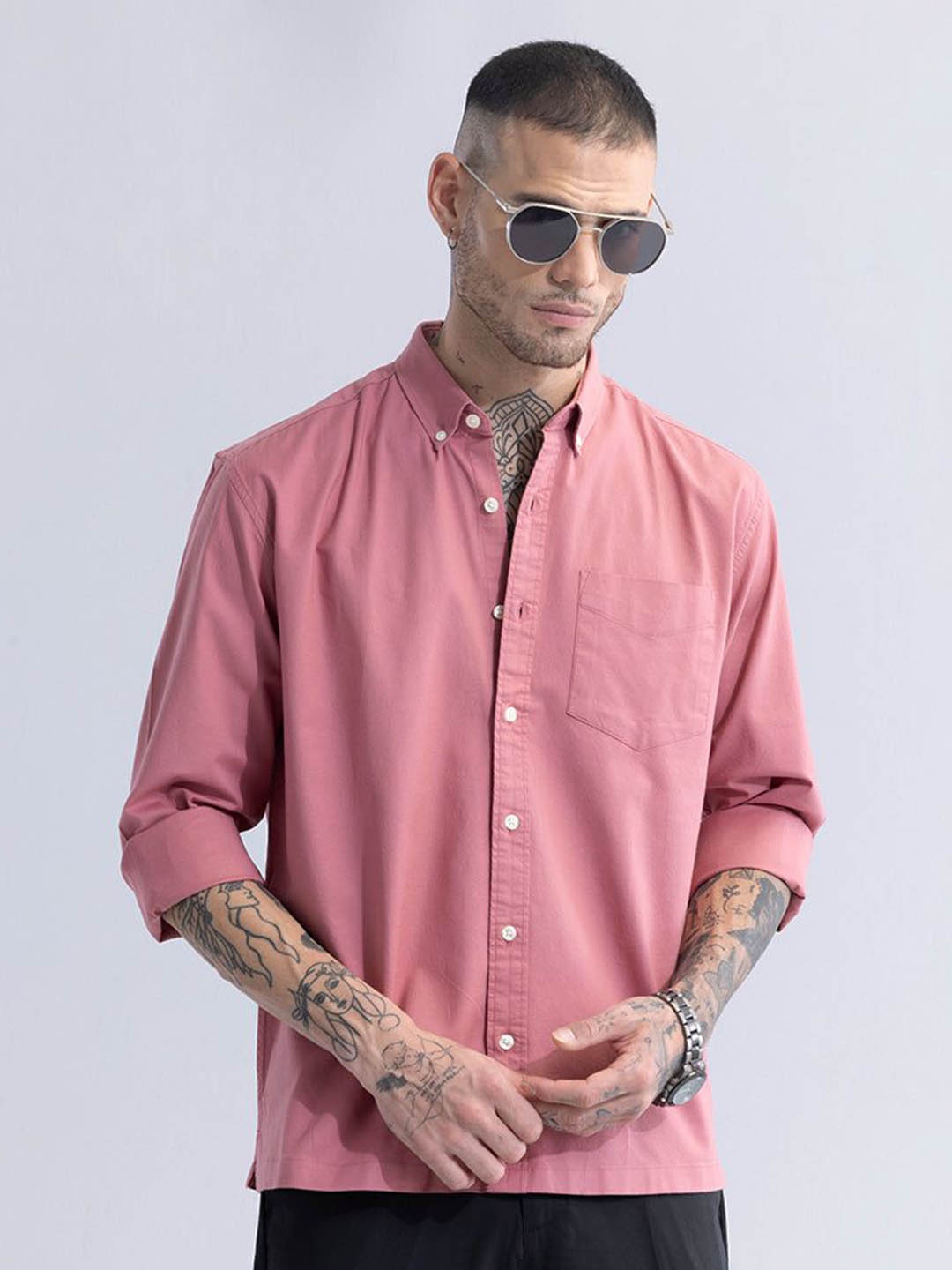 

Snitch Classic Slim Fit Cotton Casual Shirt, Pink