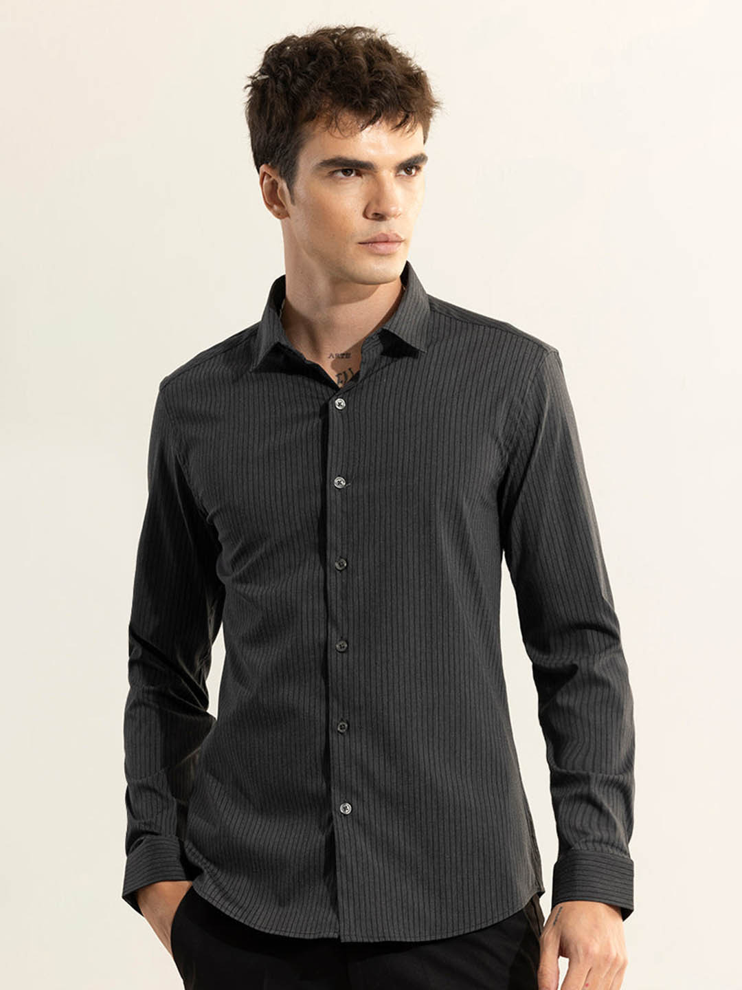 

Snitch Classic Slim Fit Cotton Casual Shirt, Black