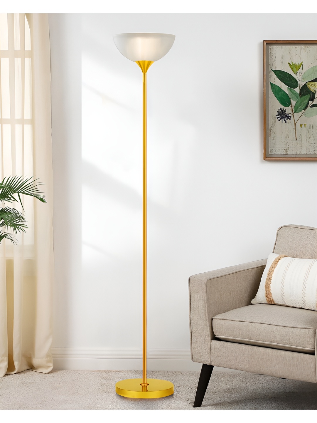 

Homesake Gold-Tone & White Metal Cylinder Shaped Floor Lamp