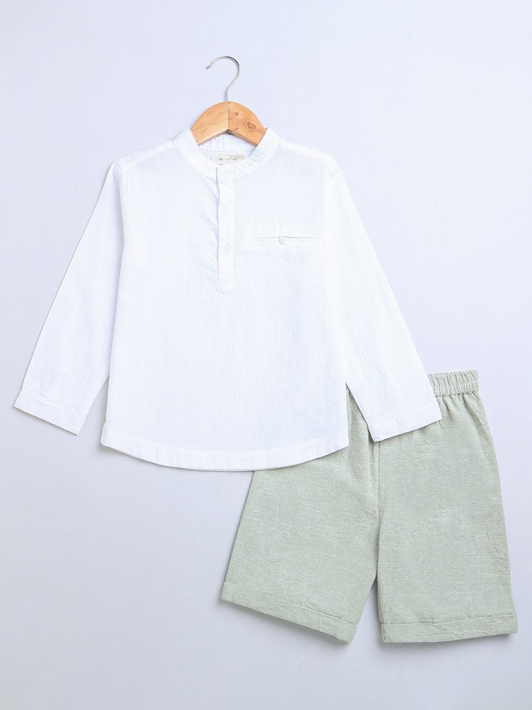 

Sweetlime By AS Boys Striped Shirt with Shorts, White