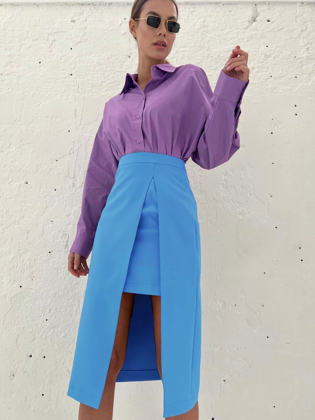 

StyleCast Solid Shirt with Skirt, Purple