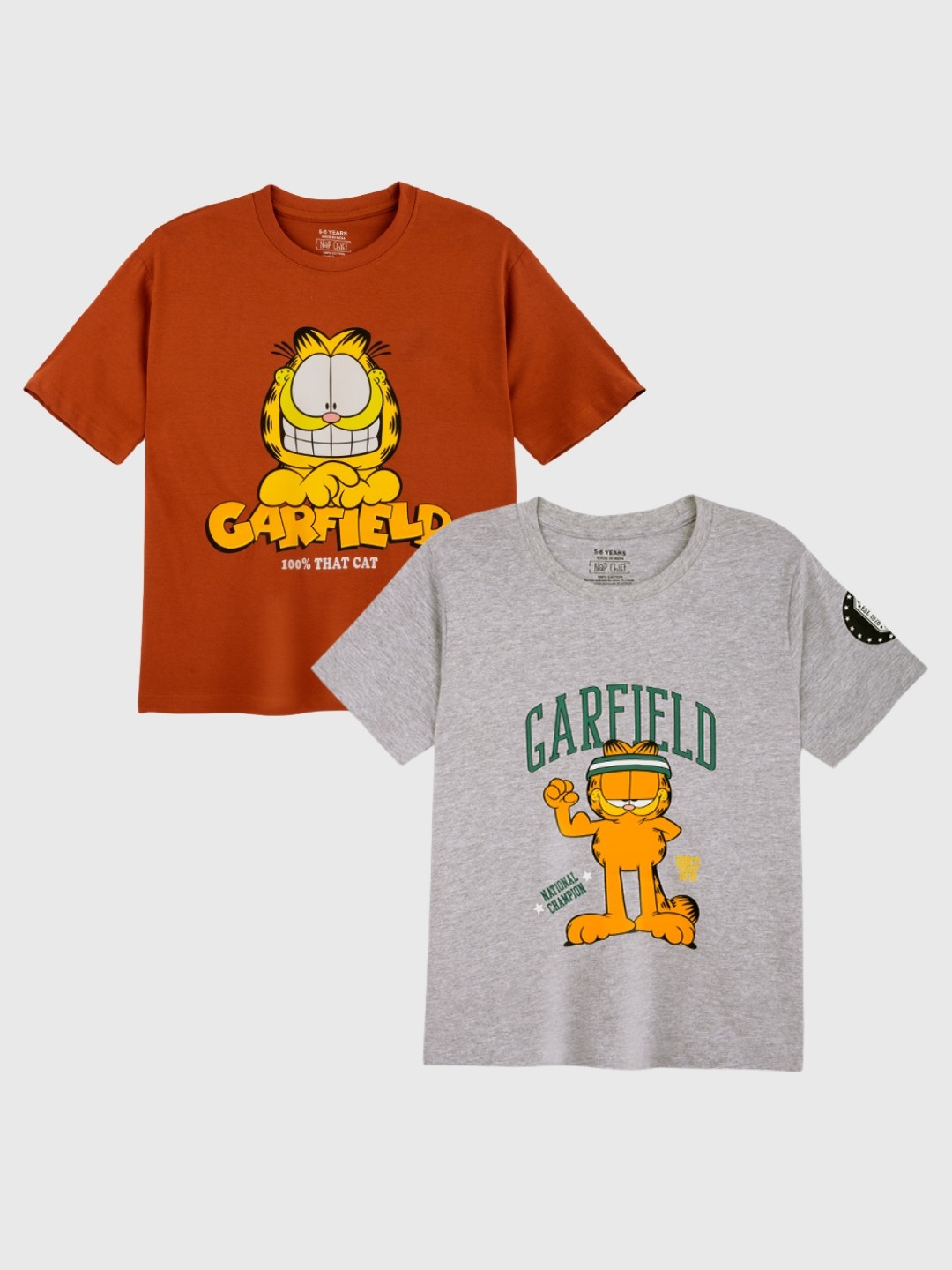 

Nap Chief Kids Pack Of 2 Garfield Printed Cotton T-shirts, Multi