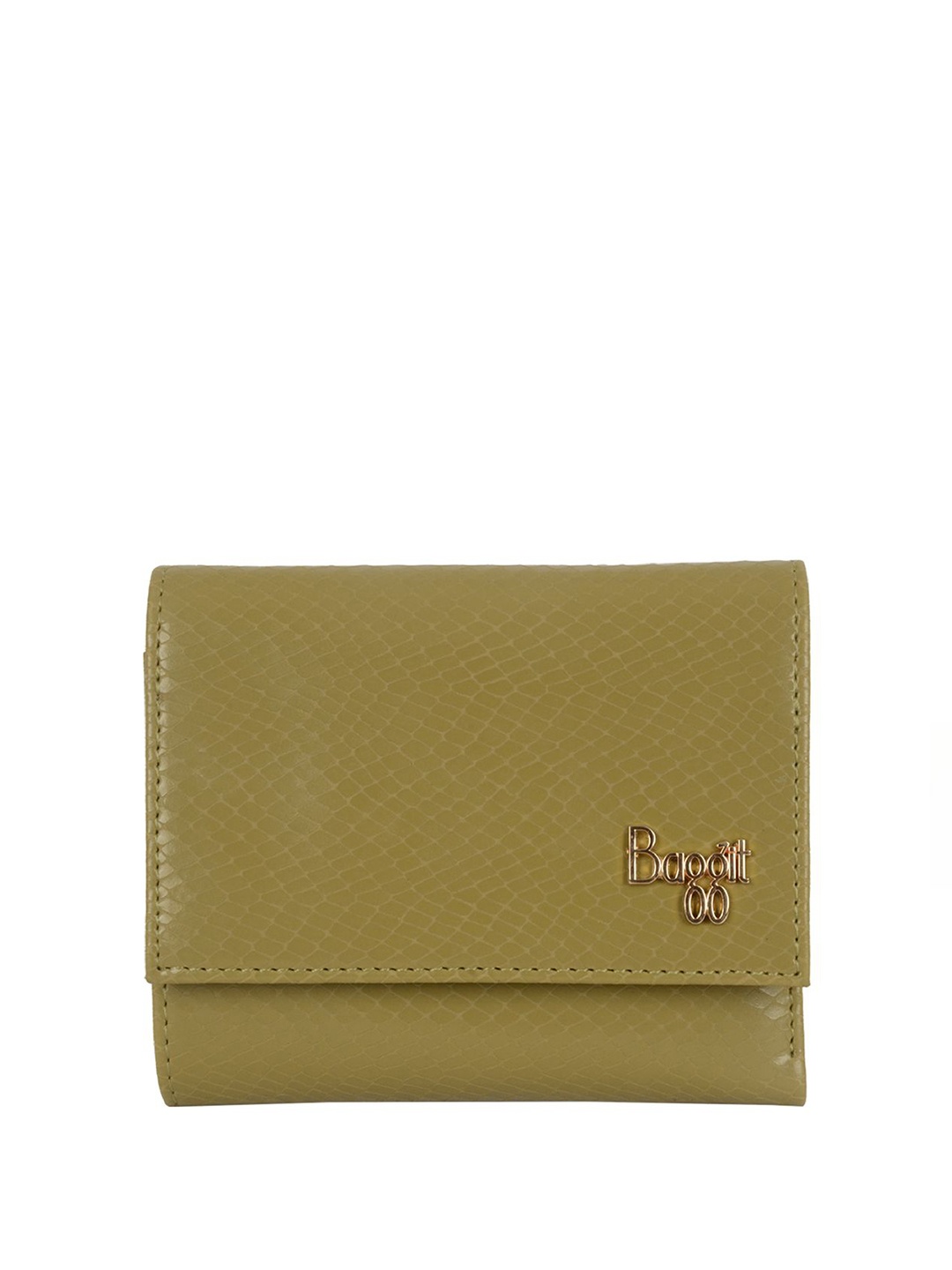 

Baggit Women Textured Three Fold Wallet, Green