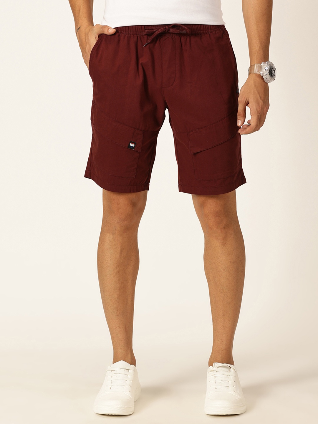 

Thomas Scott Men Mid-Rise Pure Cotton Chino Shorts, Maroon