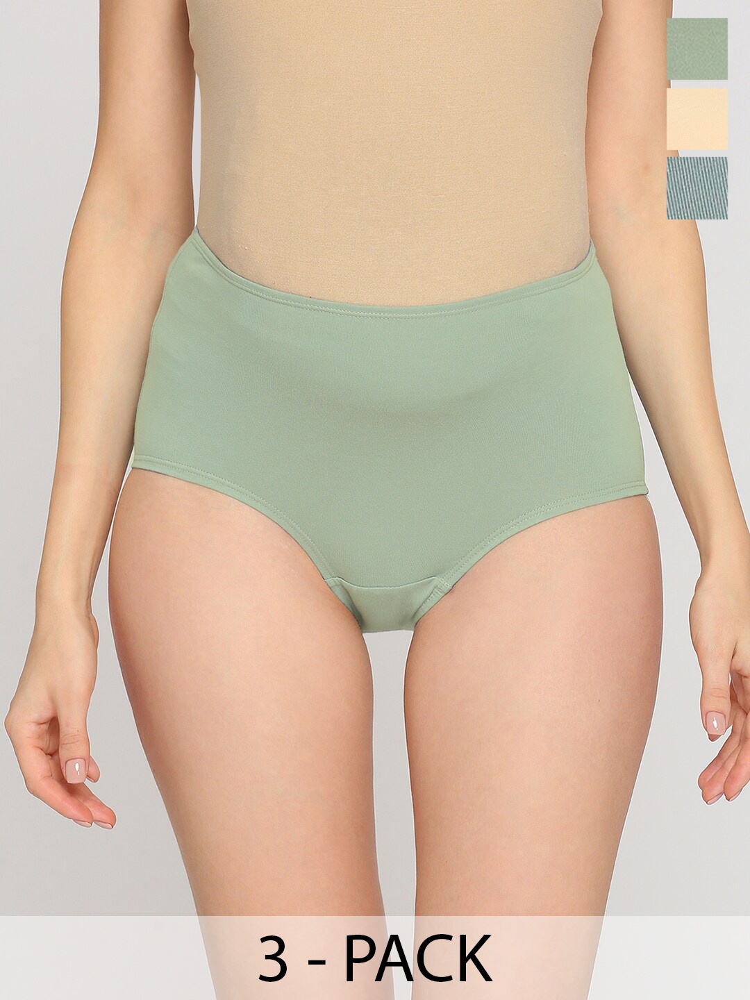 

Evamomies Pack of 3 High-Rise Anti Bacterial Cotton Maternity Briefs, Green