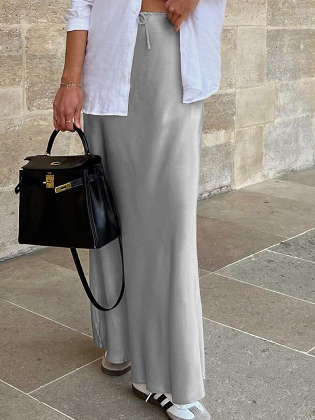 

StyleCast Grey A-Line Maxi Skirt