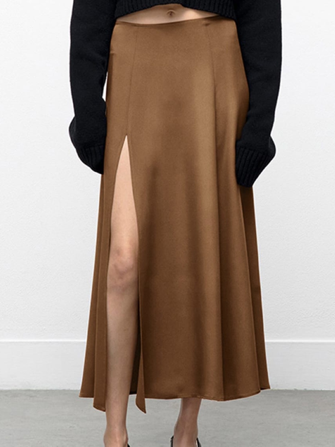 

StyleCast Brown A-Line Midi Skirt