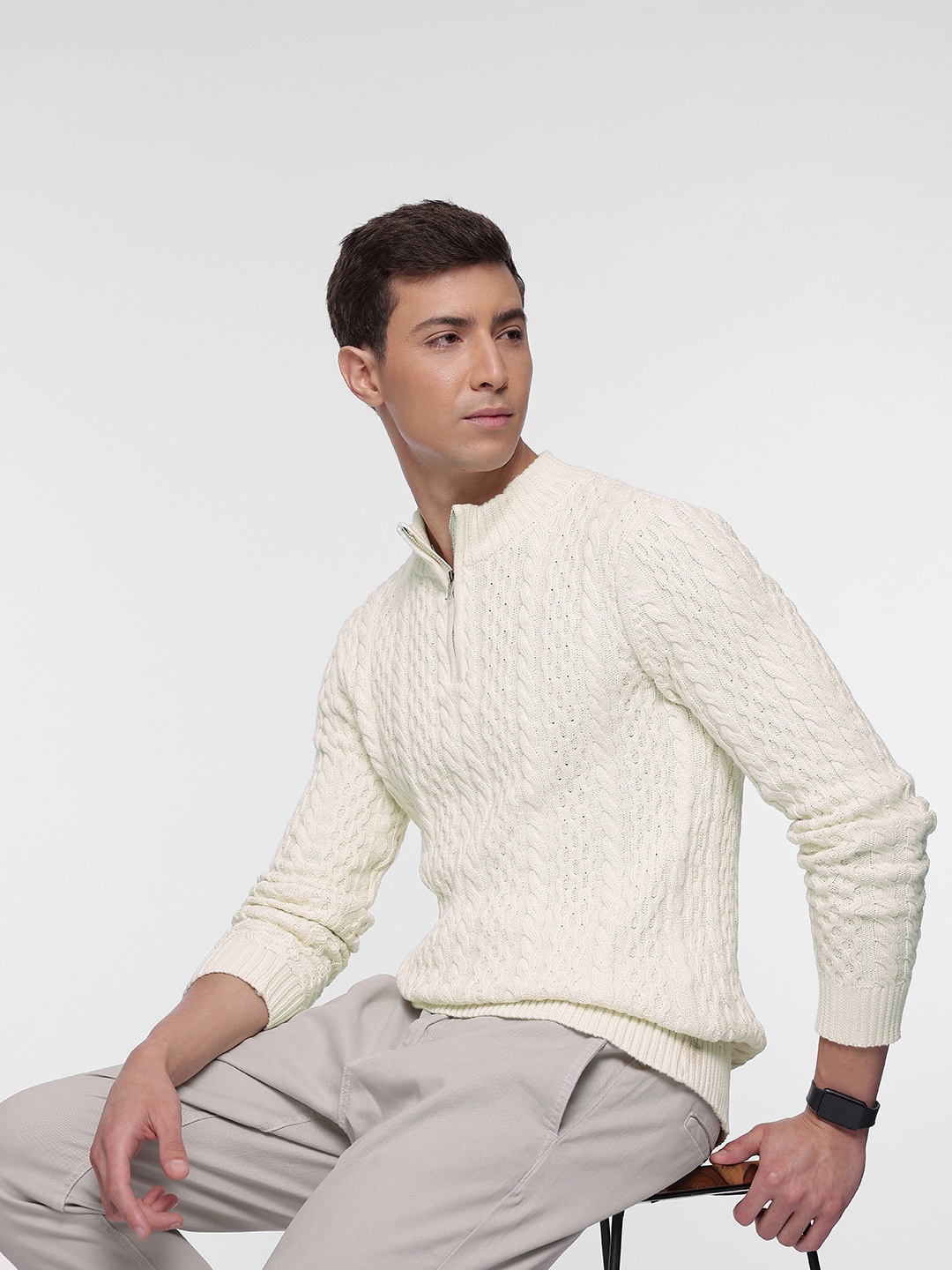 

French Connection Open Knit Pure Cotton Sweater, White