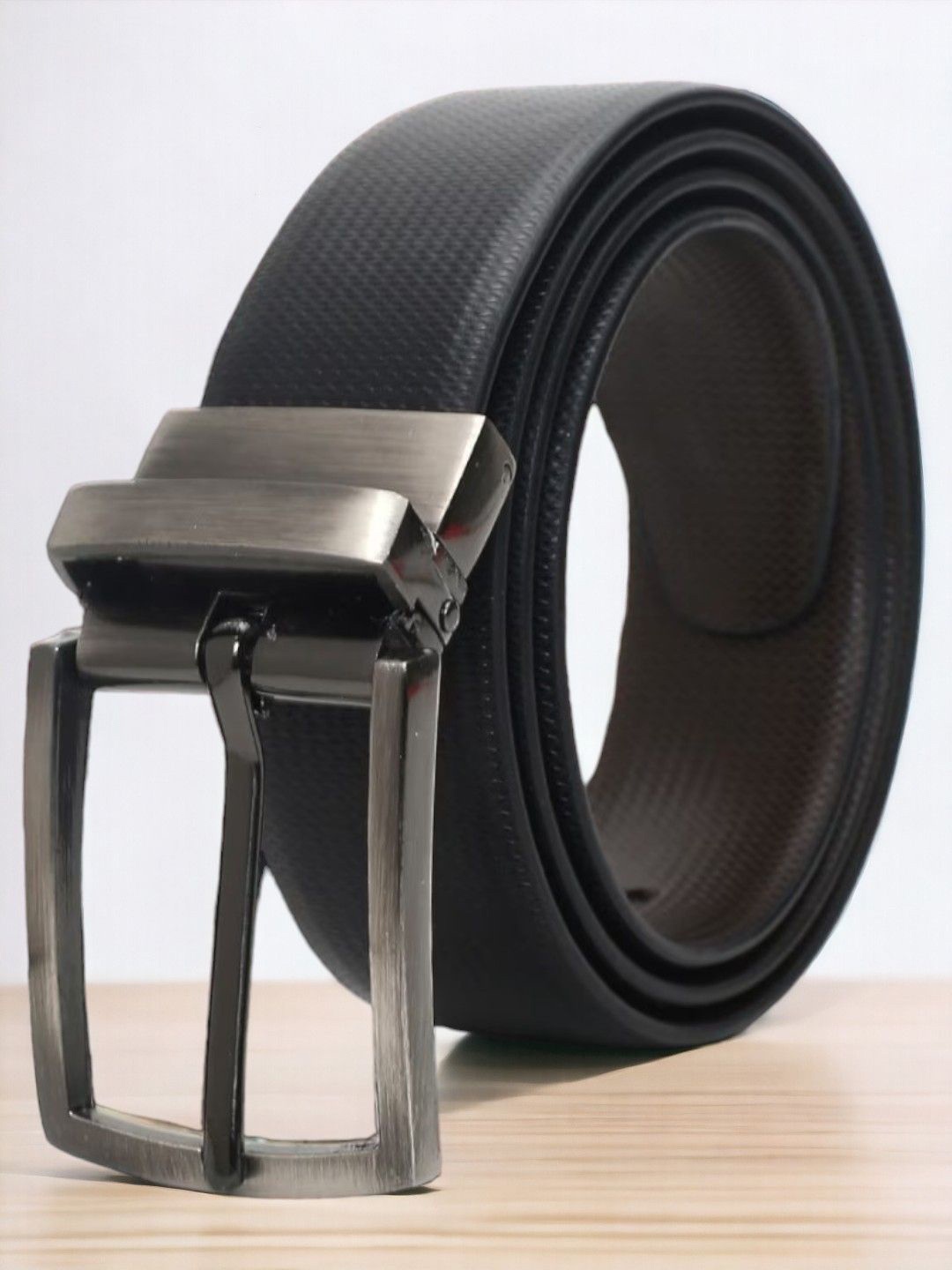 

Mast & Harbour Men Leather Reversible Formal Belt, Black