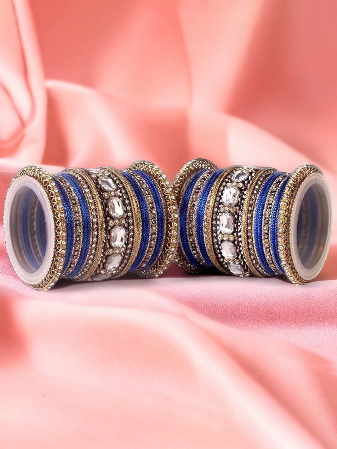 

leshya Set Of 62 Brass-Plated Stone Studded & Beaded Bangles, Gold