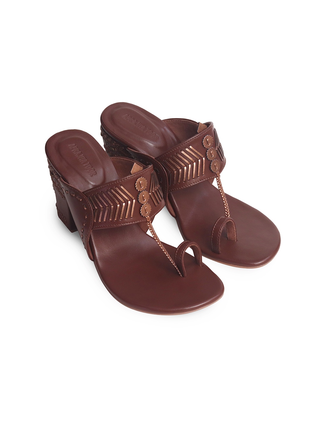

Aprajita Toor Leather Ethnic Block Heels Sandals, Brown