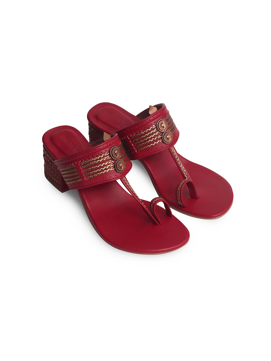 

Aprajita Toor Leather Ethnic Block Heels Sandals, Maroon