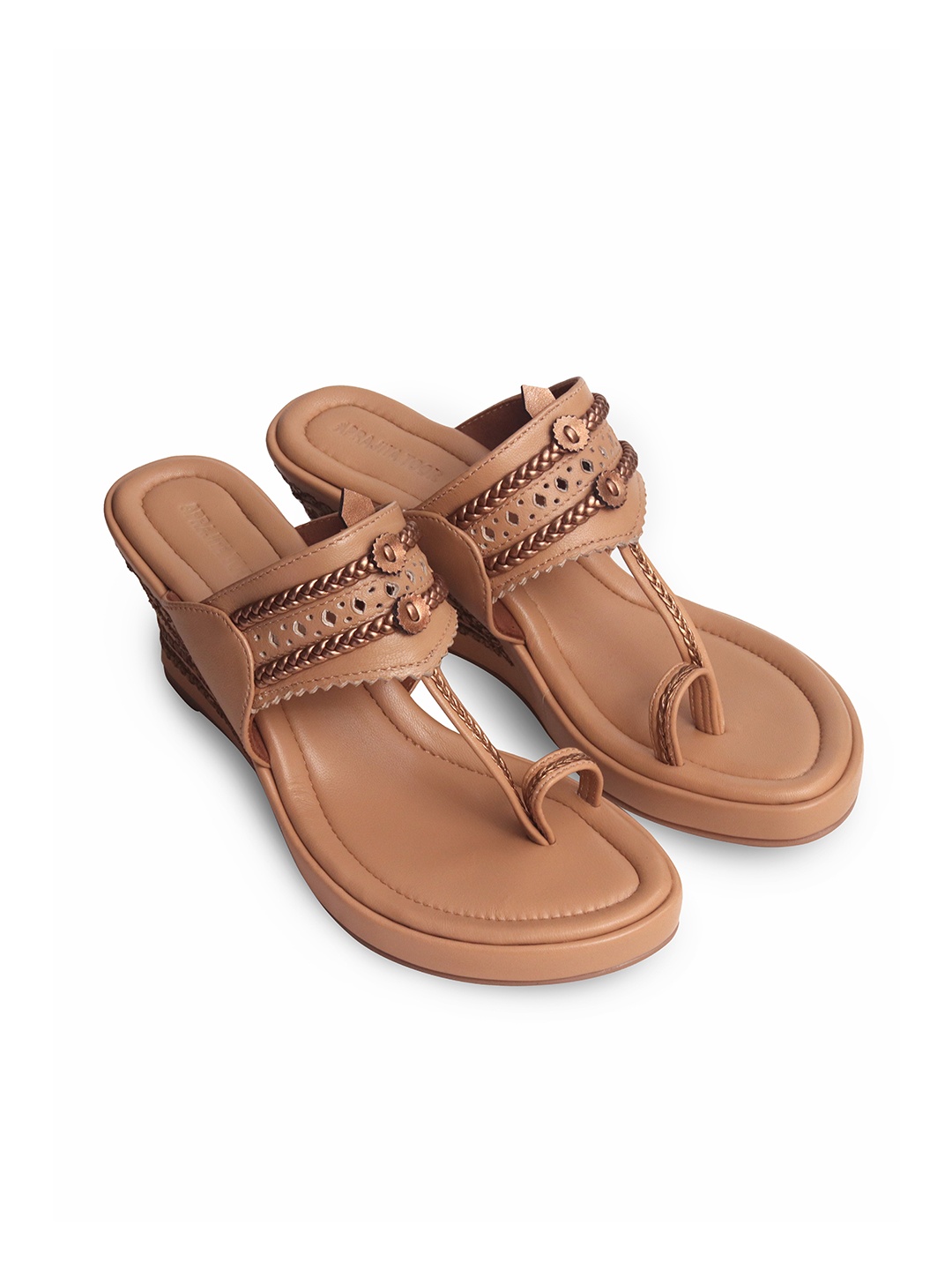 

Aprajita Toor Leather Ethnic Wedge Sandals, Nude