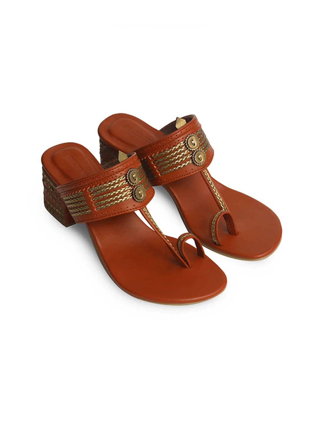 

Aprajita Toor Leather Ethnic Block Heel Sandal, Orange