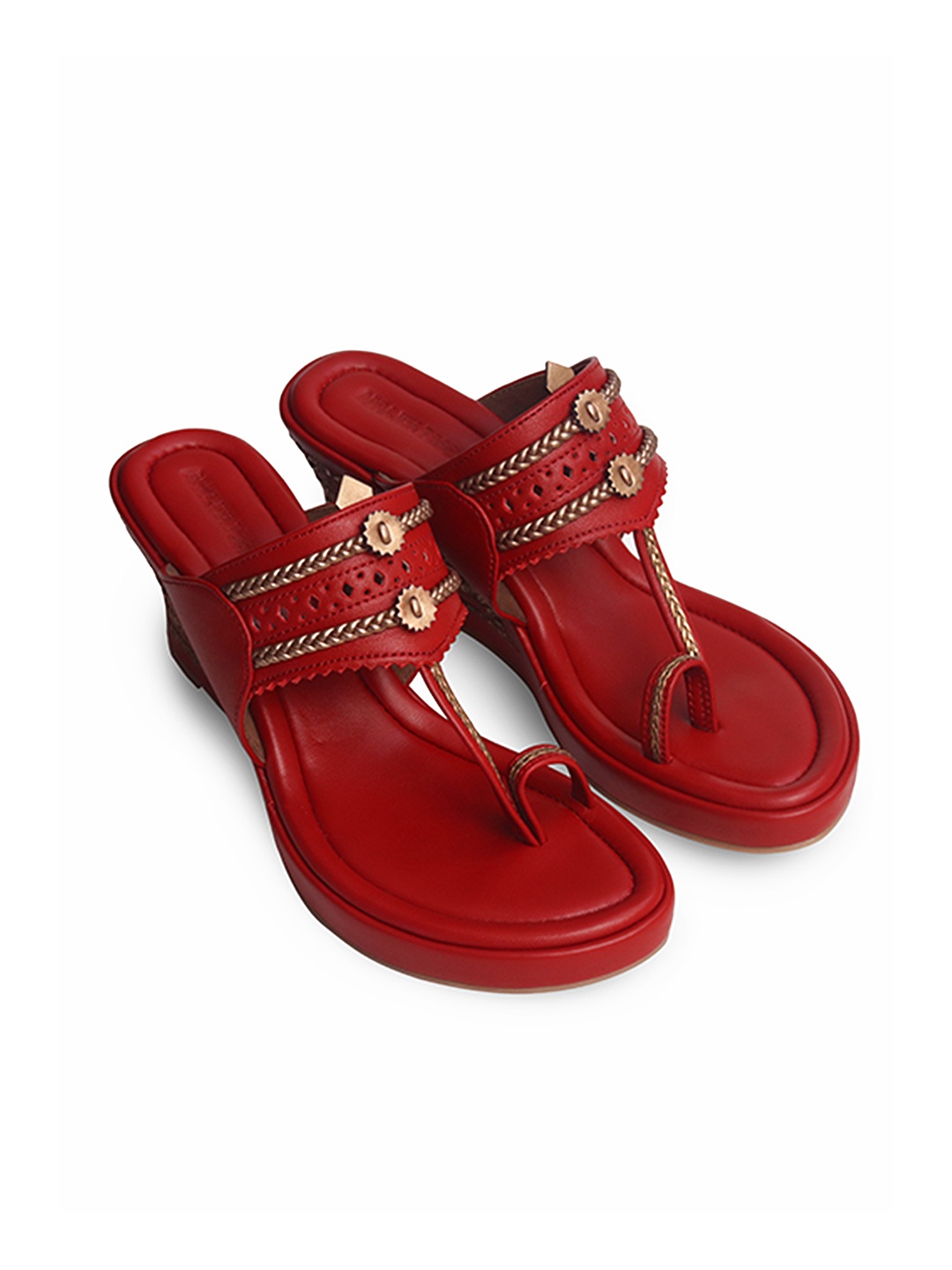 

Aprajita Toor Leather Ethnic Wedge Pumps, Red