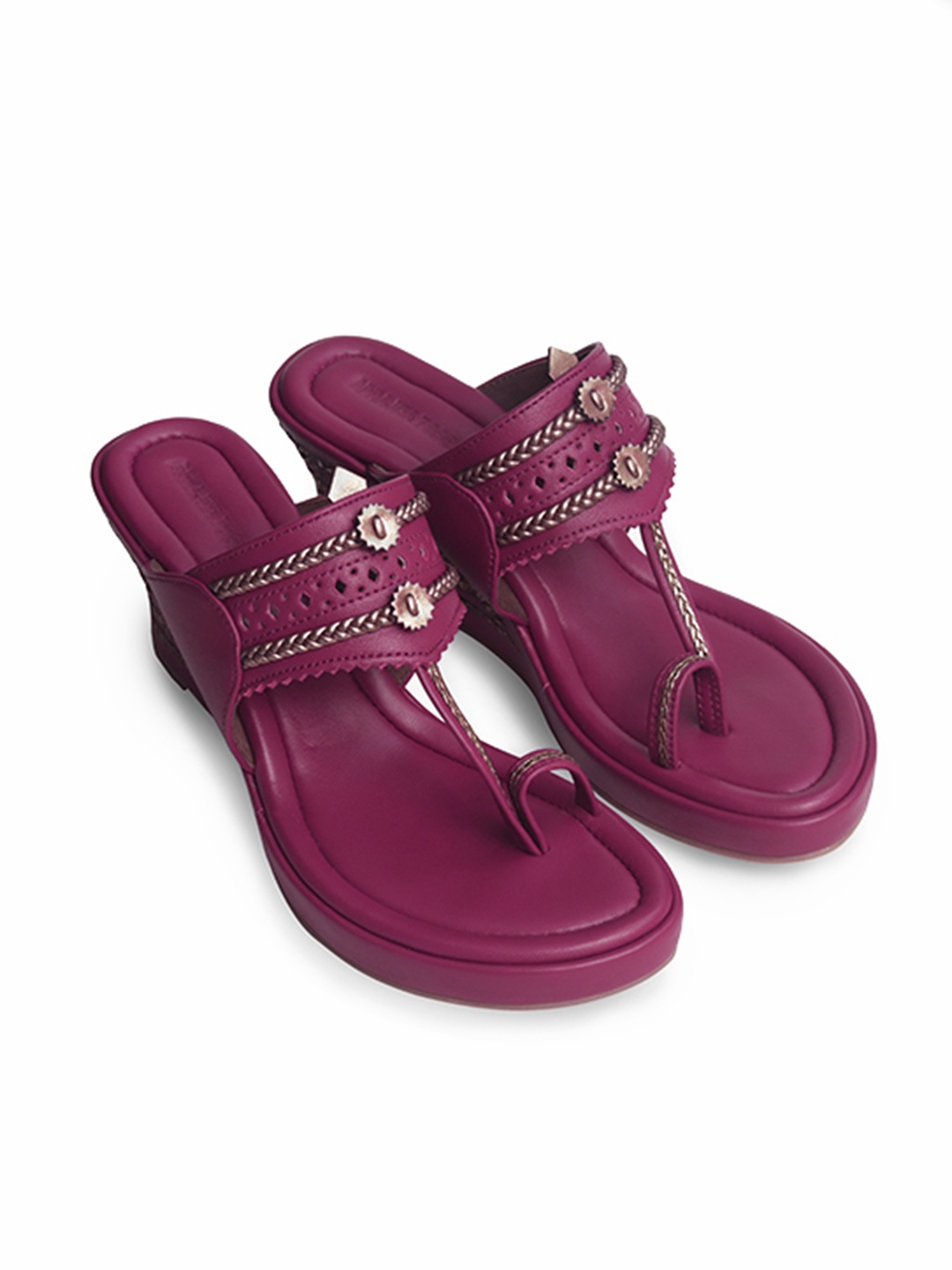 

Aprajita Toor Leather Ethnic Wedge Pumps, Pink