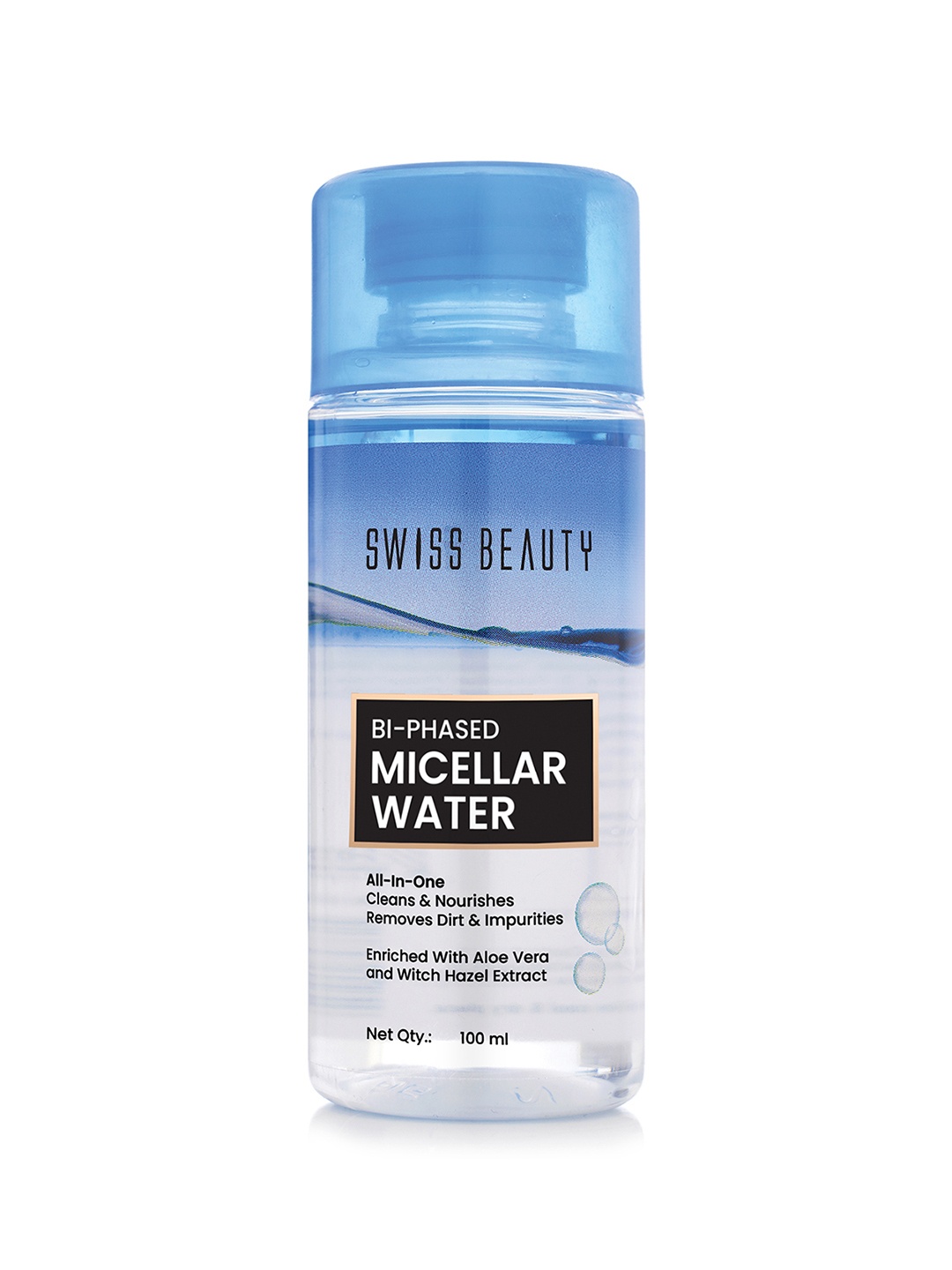 

SWISS BEAUTY Bi-Phased Micellar Water with Aloe Vera & witch Hazel - 100 ml, Blue