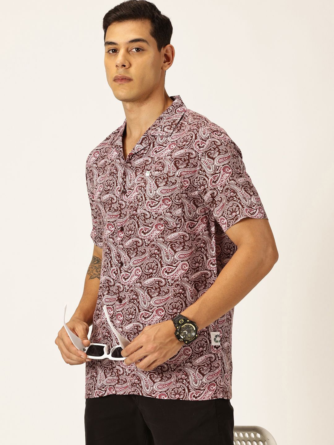 

Thomas Scott Smart Floral Opaque Printed Casual Shirt, Maroon